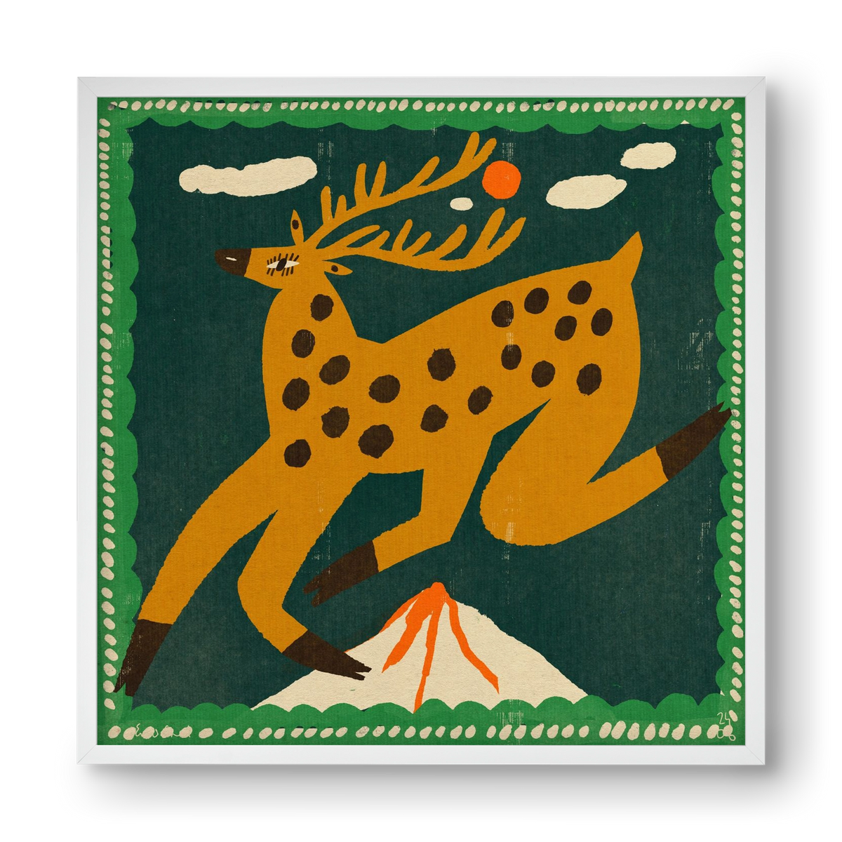 Magic deer, 40x40 cm (40x40 cm), Fehér keret