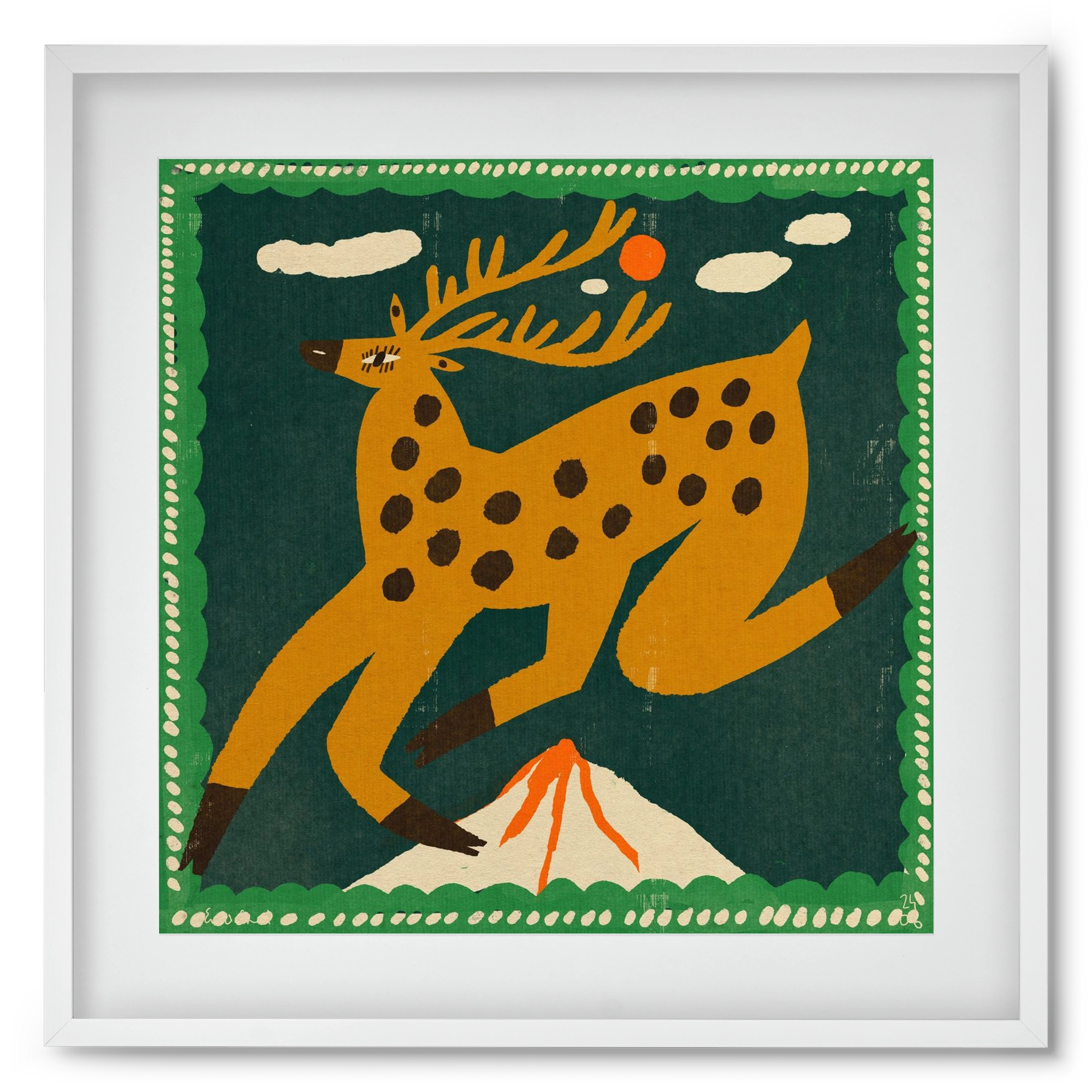 Magic deer, 50x50 cm (40x40 cm), Fehér keret, paszpartuval