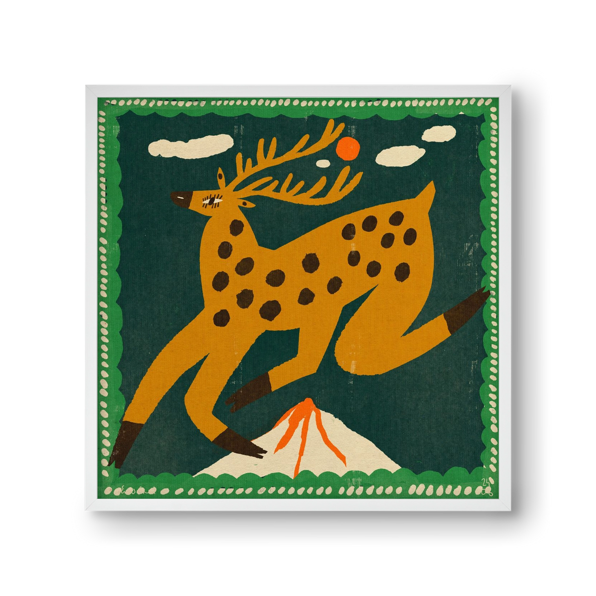 Magic deer, 30x30 cm (30x30 cm), Fehér keret