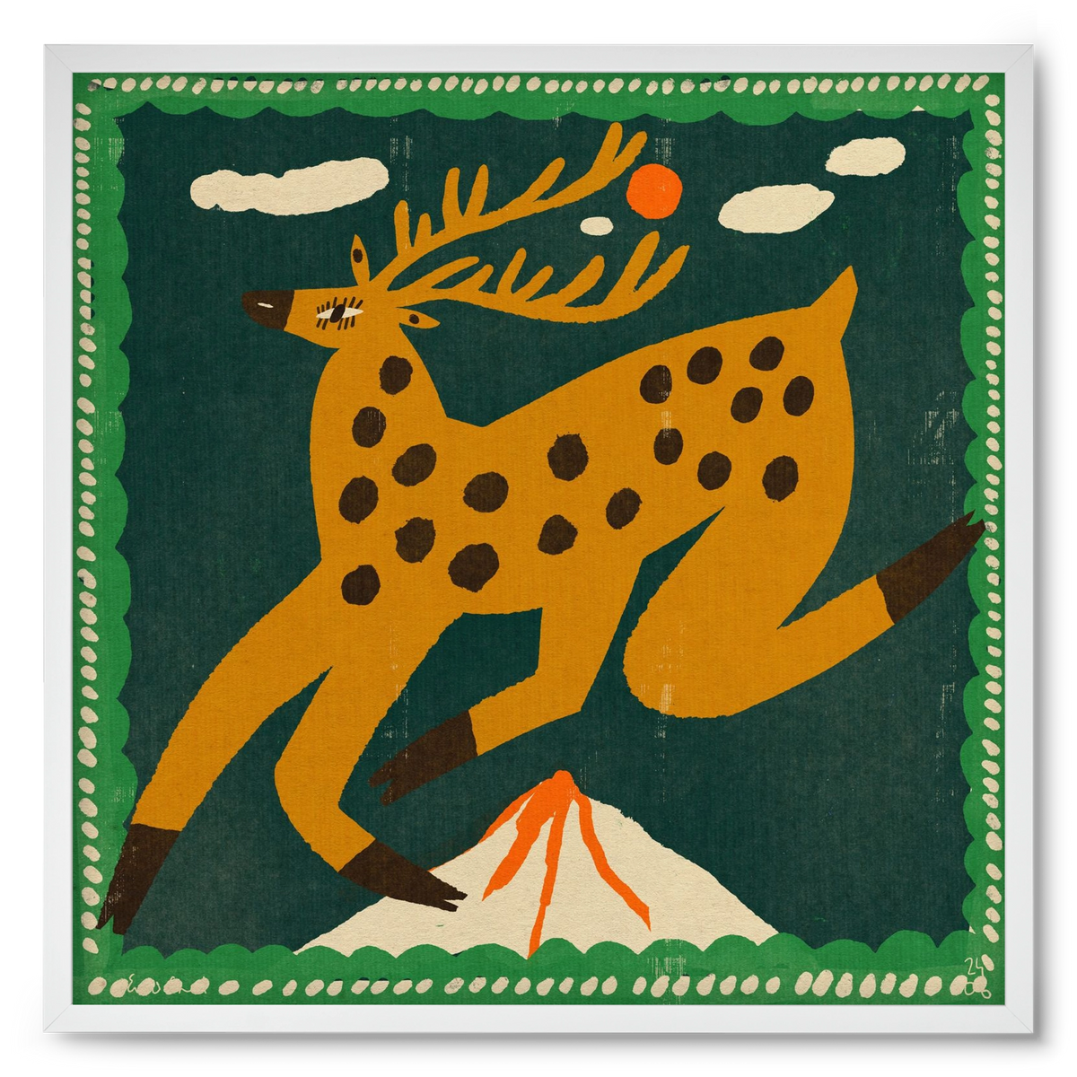 Magic deer, 50x50 cm (50x50 cm), Fehér keret