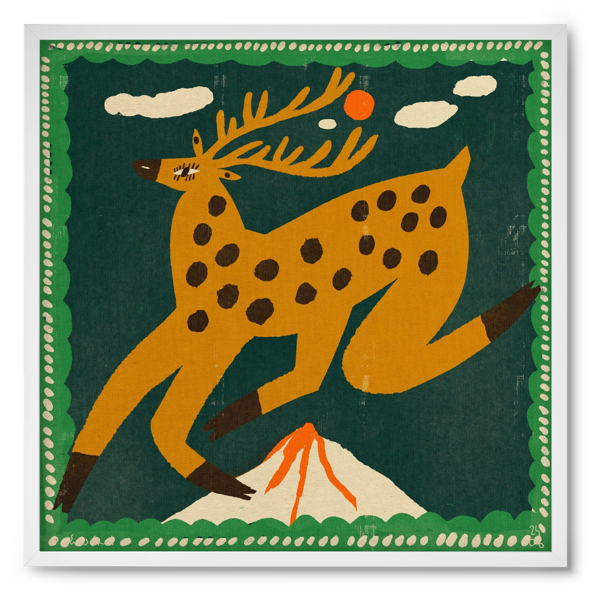 Magic deer, 50x50 cm (50x50 cm), Fehér keret