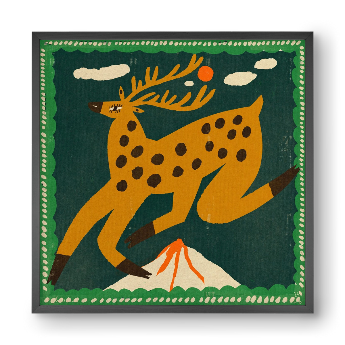 Magic deer, 40x40 cm (40x40 cm), Fekete keret