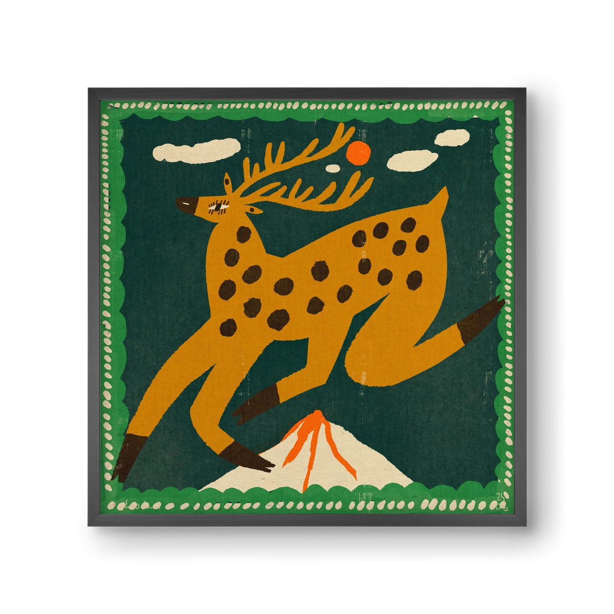 Magic deer, 30x30 cm (30x30 cm), Fekete keret