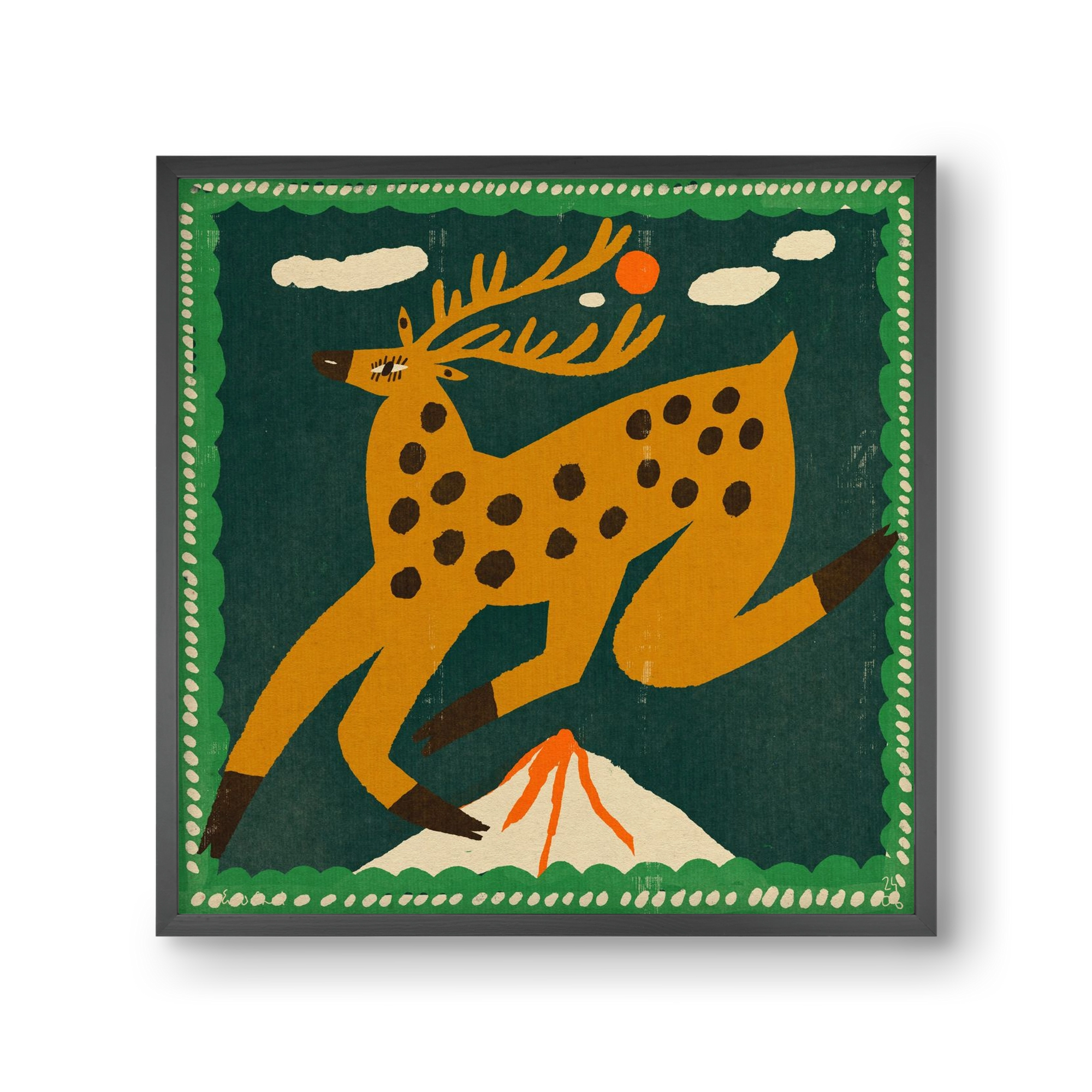 Magic deer, 30x30 cm (30x30 cm), Fekete keret