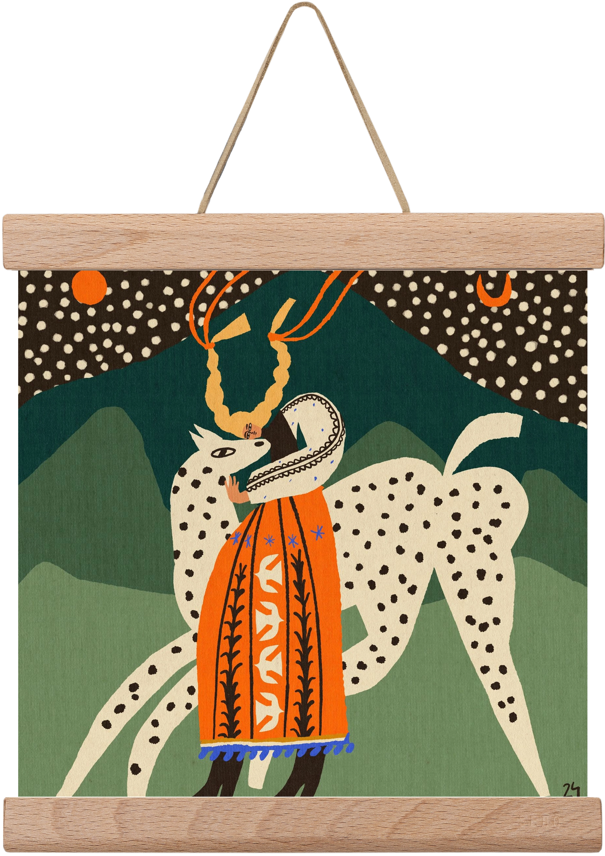 Spotted horse No.1, 20x20 cm (20x20 cm), Tölgy akasztó