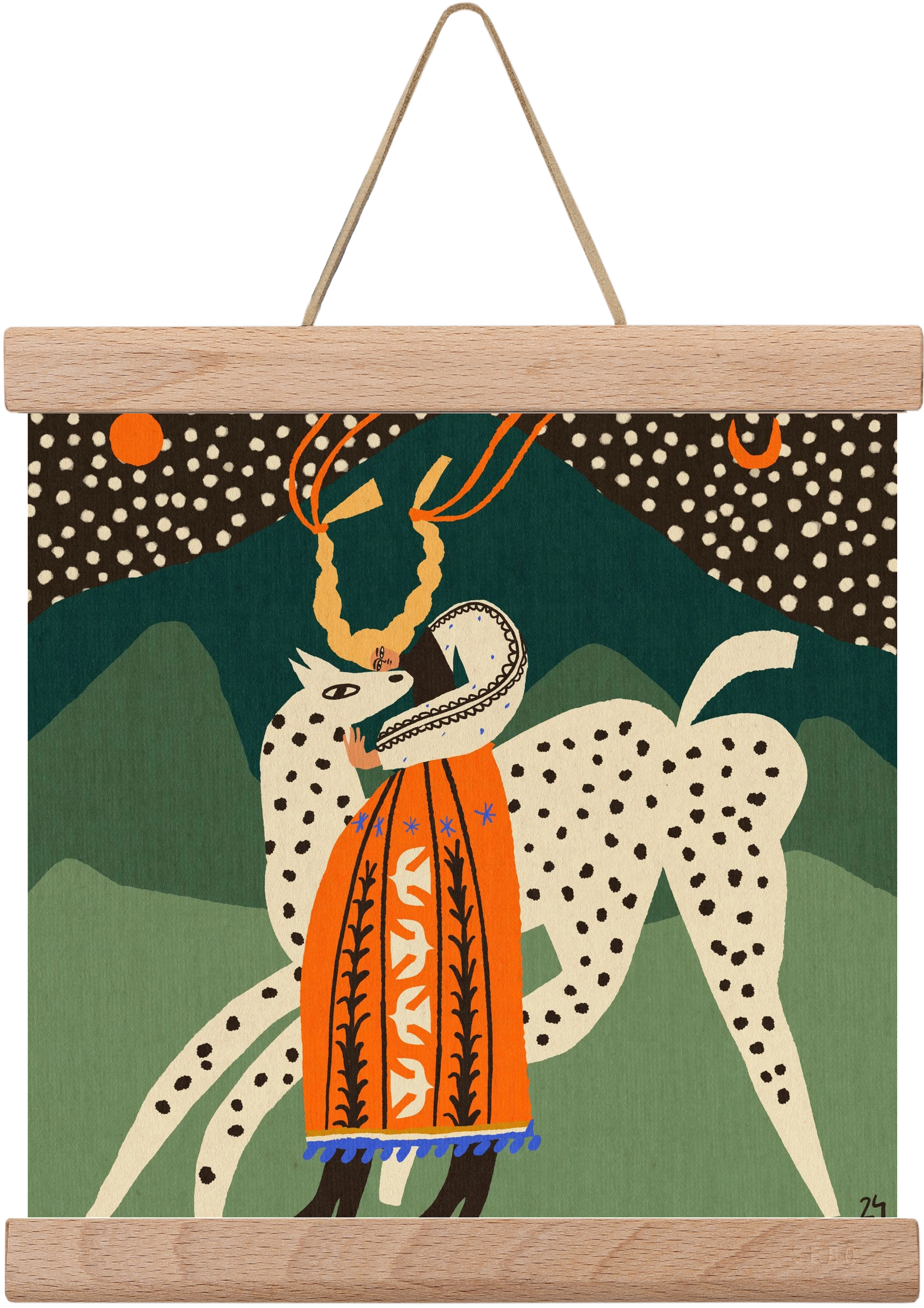 Spotted horse No.1, 20x20 cm (20x20 cm), Tölgy akasztó