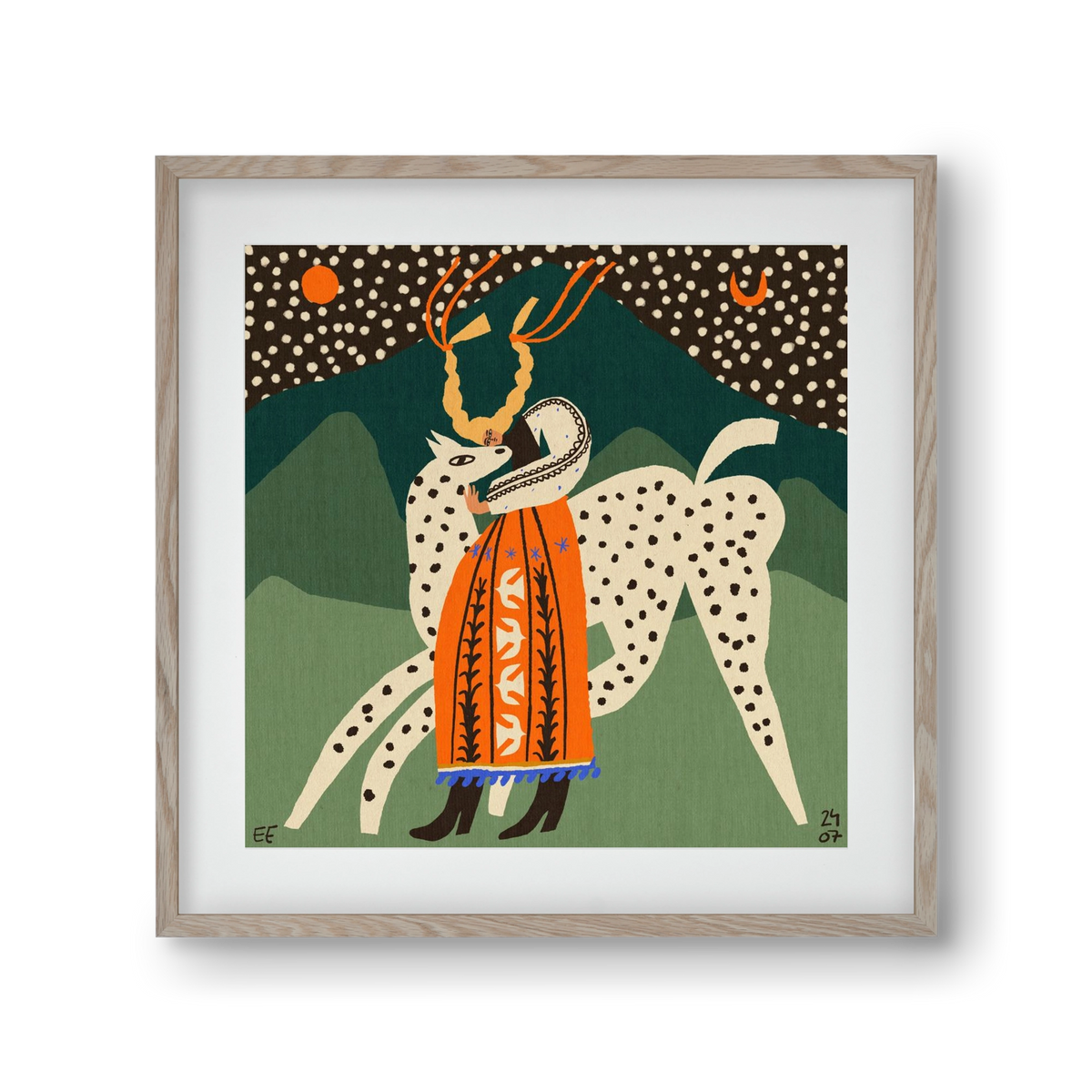 Spotted horse No.1, 30x30 cm (20x20 cm), Tölgy keret, paszpartuval