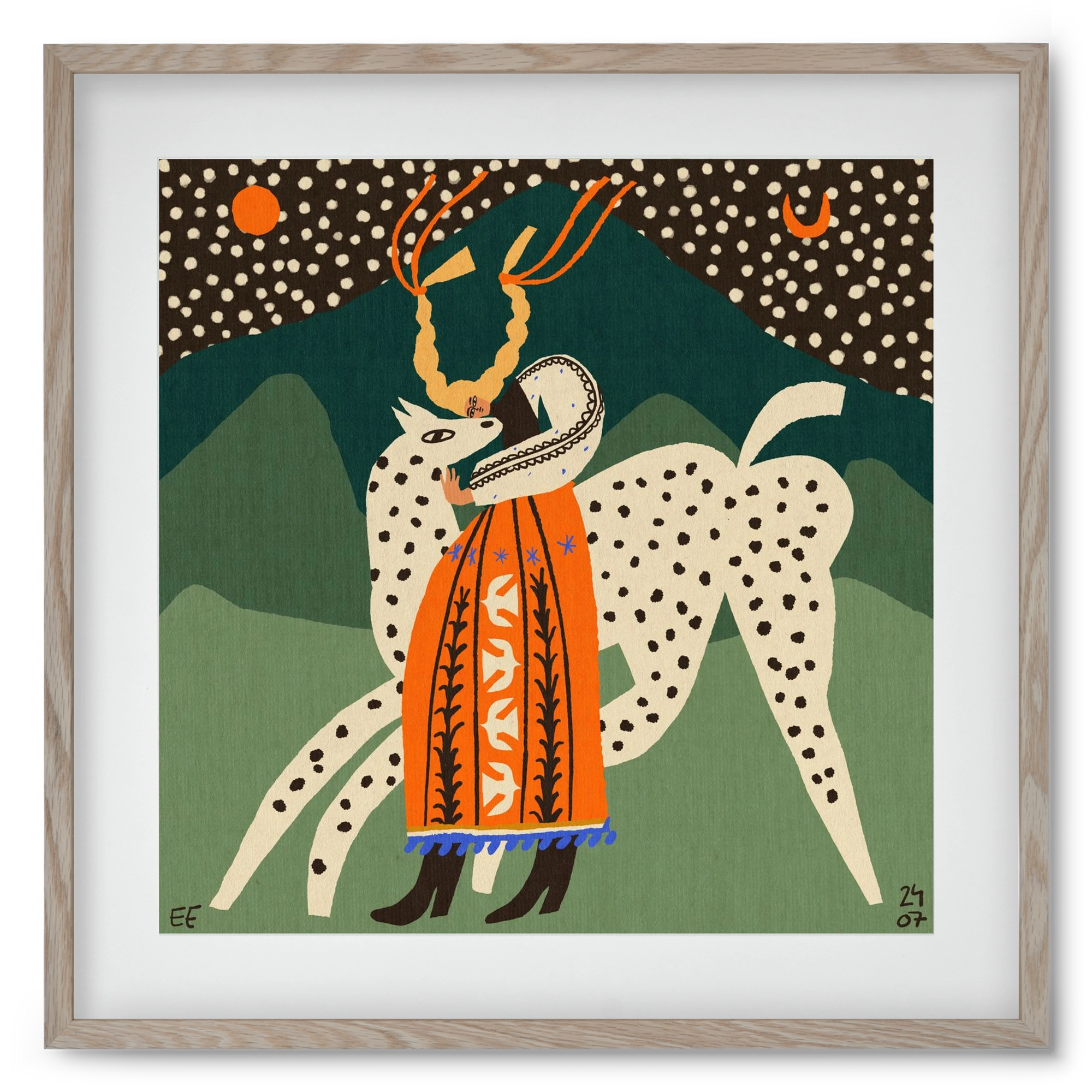 Spotted horse No.1, 50x50 cm (40x40 cm), Tölgy keret, paszpartuval