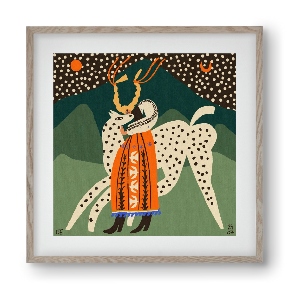 Spotted horse No.1, 40x40 cm (30x30 cm), Tölgy keret, paszpartuval