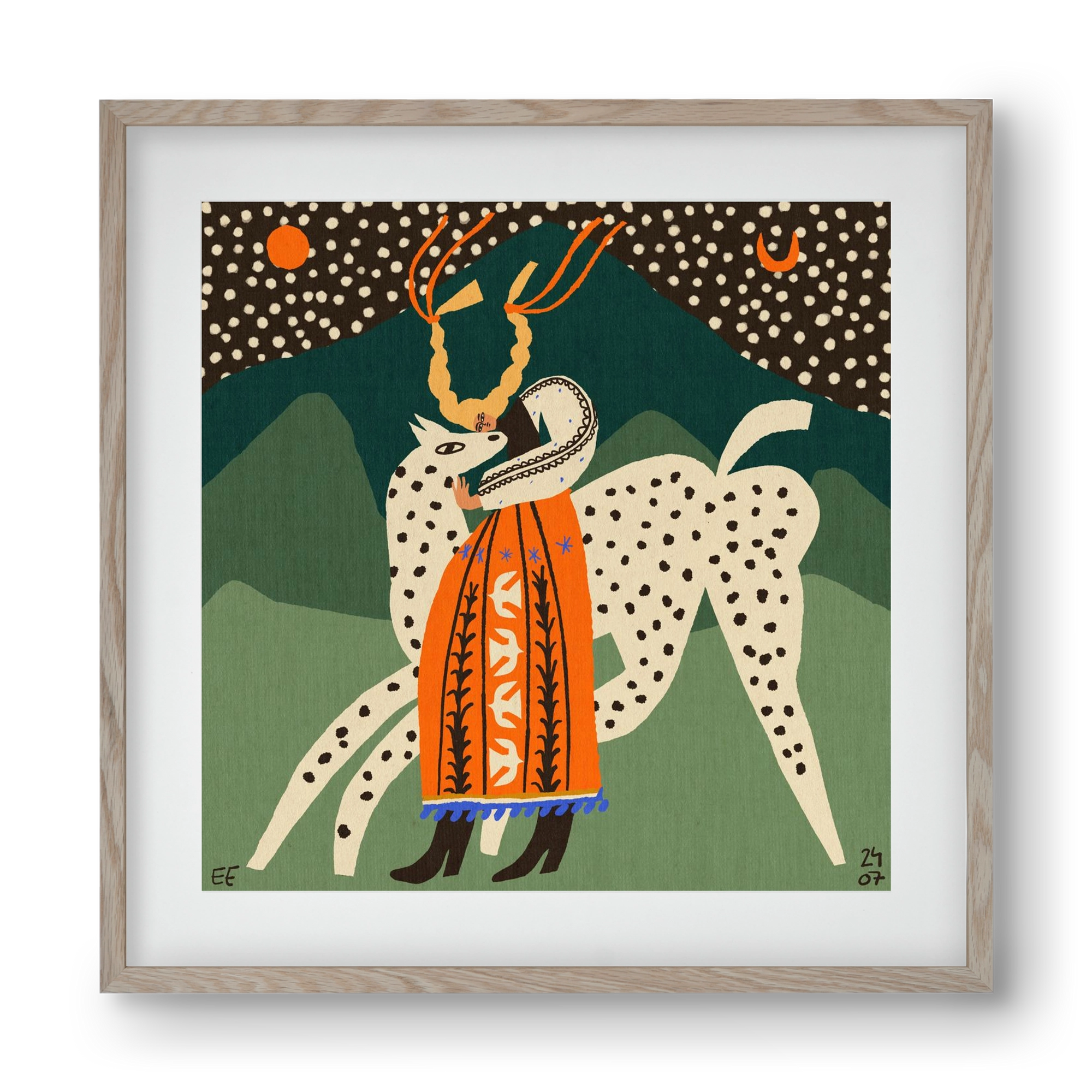 Spotted horse No.1, 40x40 cm (30x30 cm), Tölgy keret, paszpartuval