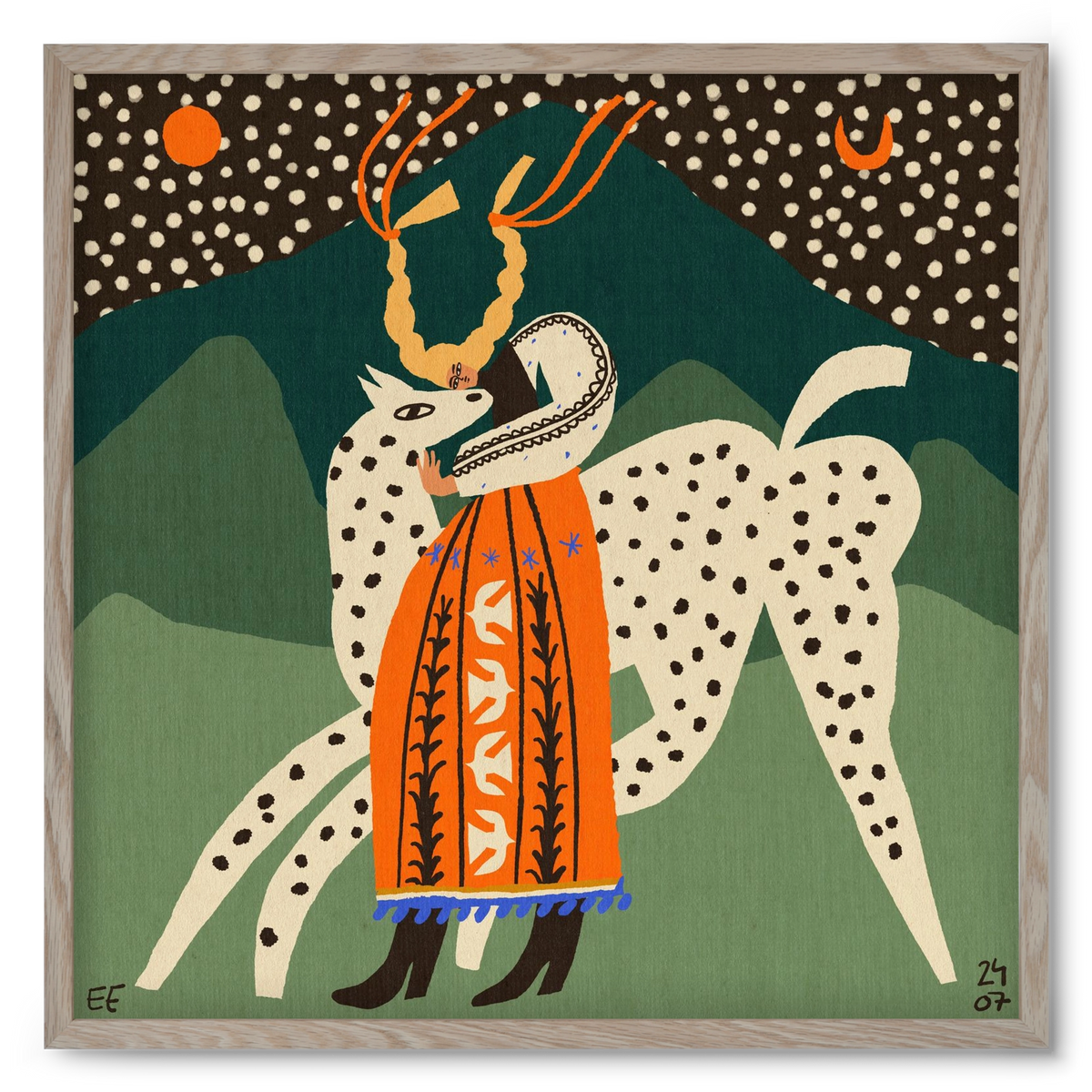 Spotted horse No.1, 50x50 cm (50x50 cm), Tölgy keret