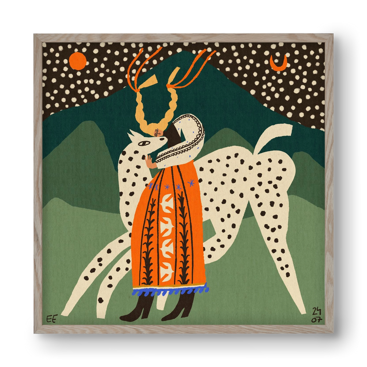 Spotted horse No.1, 40x40 cm (40x40 cm), Tölgy keret