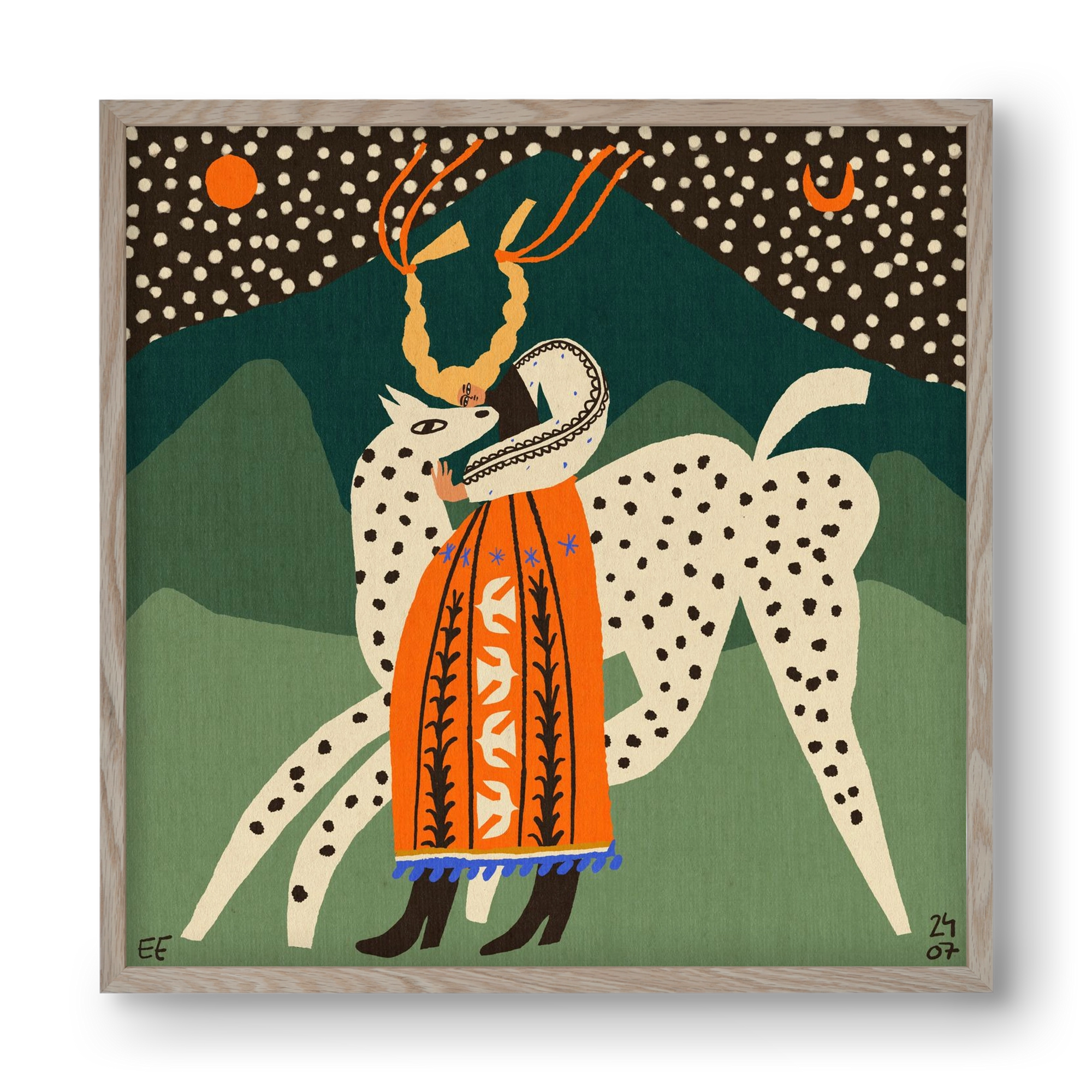 Spotted horse No.1, 40x40 cm (40x40 cm), Tölgy keret