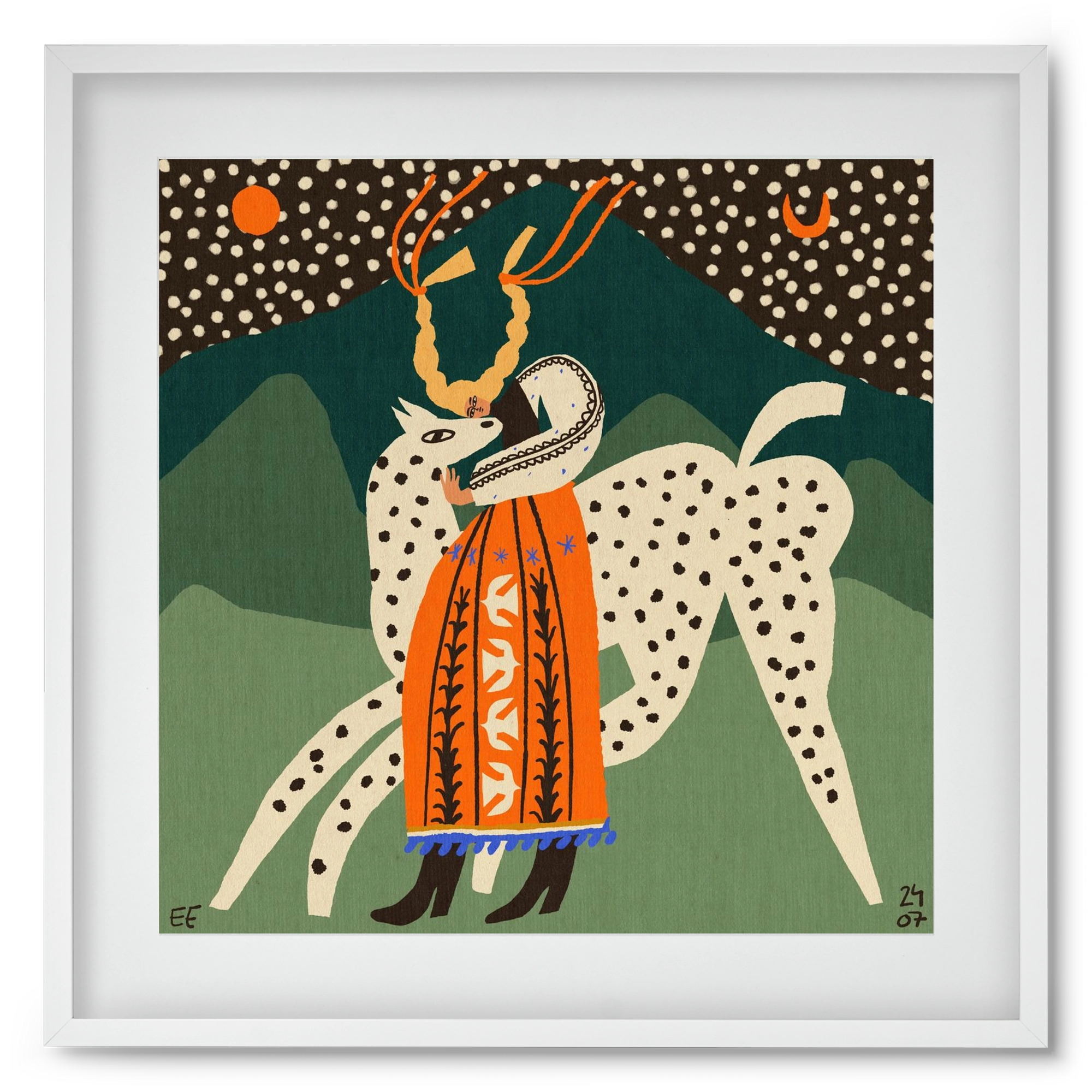 Spotted horse No.1, 50x50 cm (40x40 cm), Fehér keret, paszpartuval