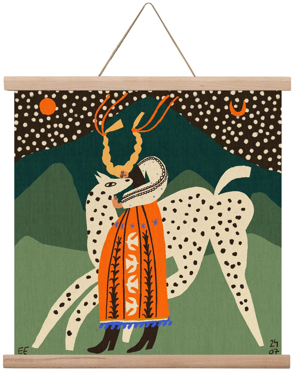 Spotted horse No.1, 40x40 cm (40x40 cm), Tölgy akasztó