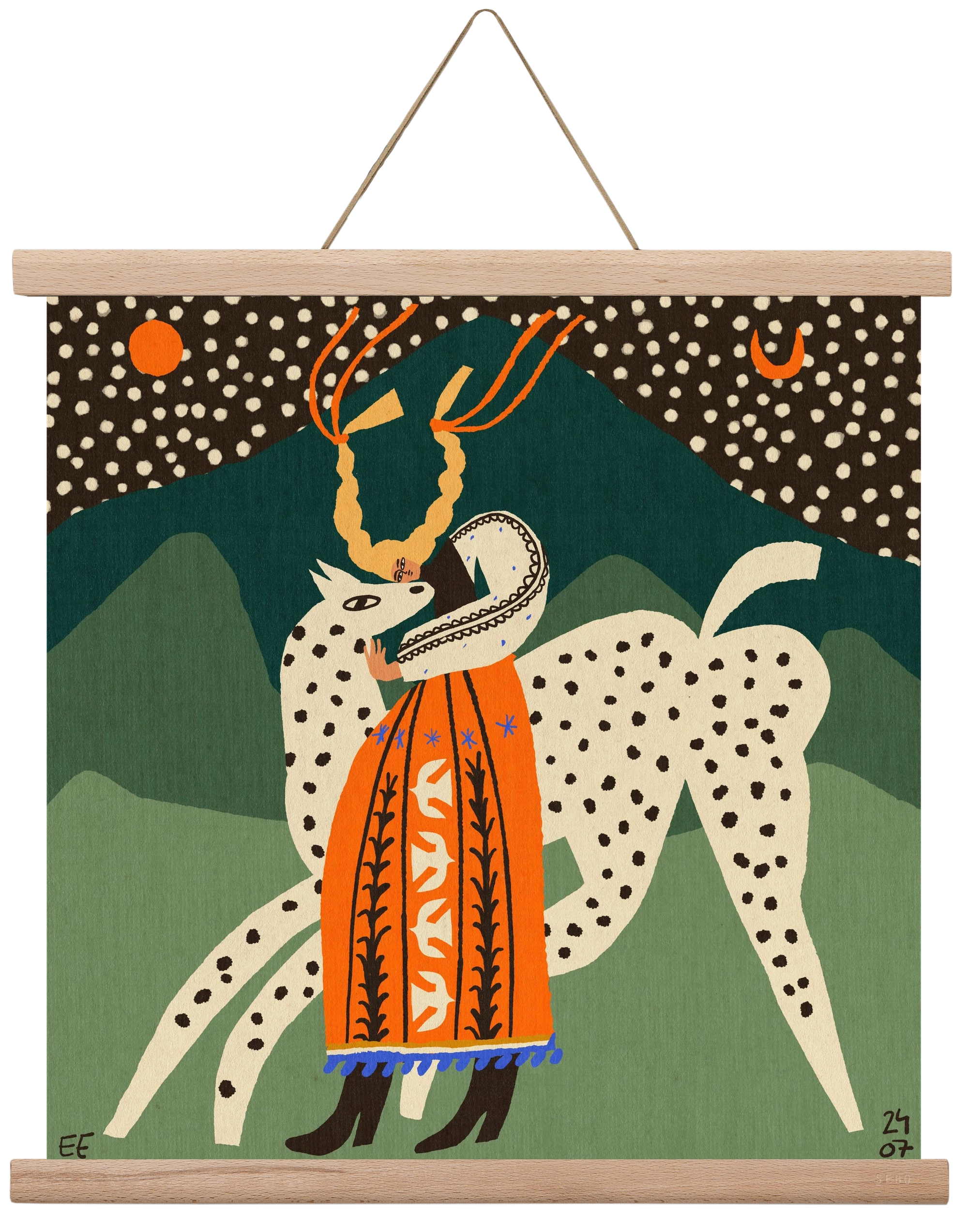 Spotted horse No.1, 40x40 cm (40x40 cm), Tölgy akasztó