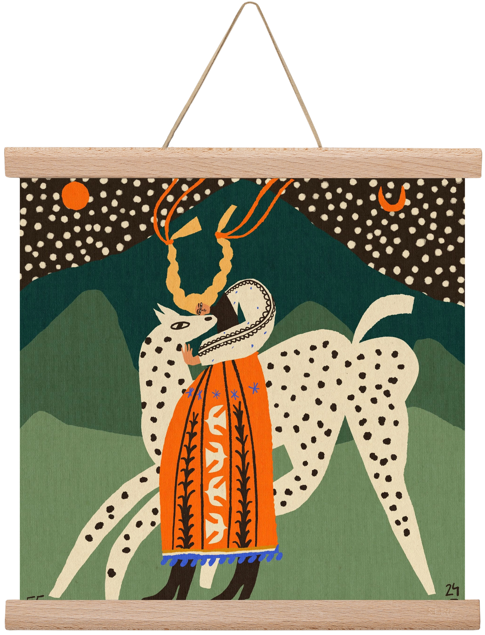 Spotted horse No.1, 30x30 cm (30x30 cm), Tölgy akasztó