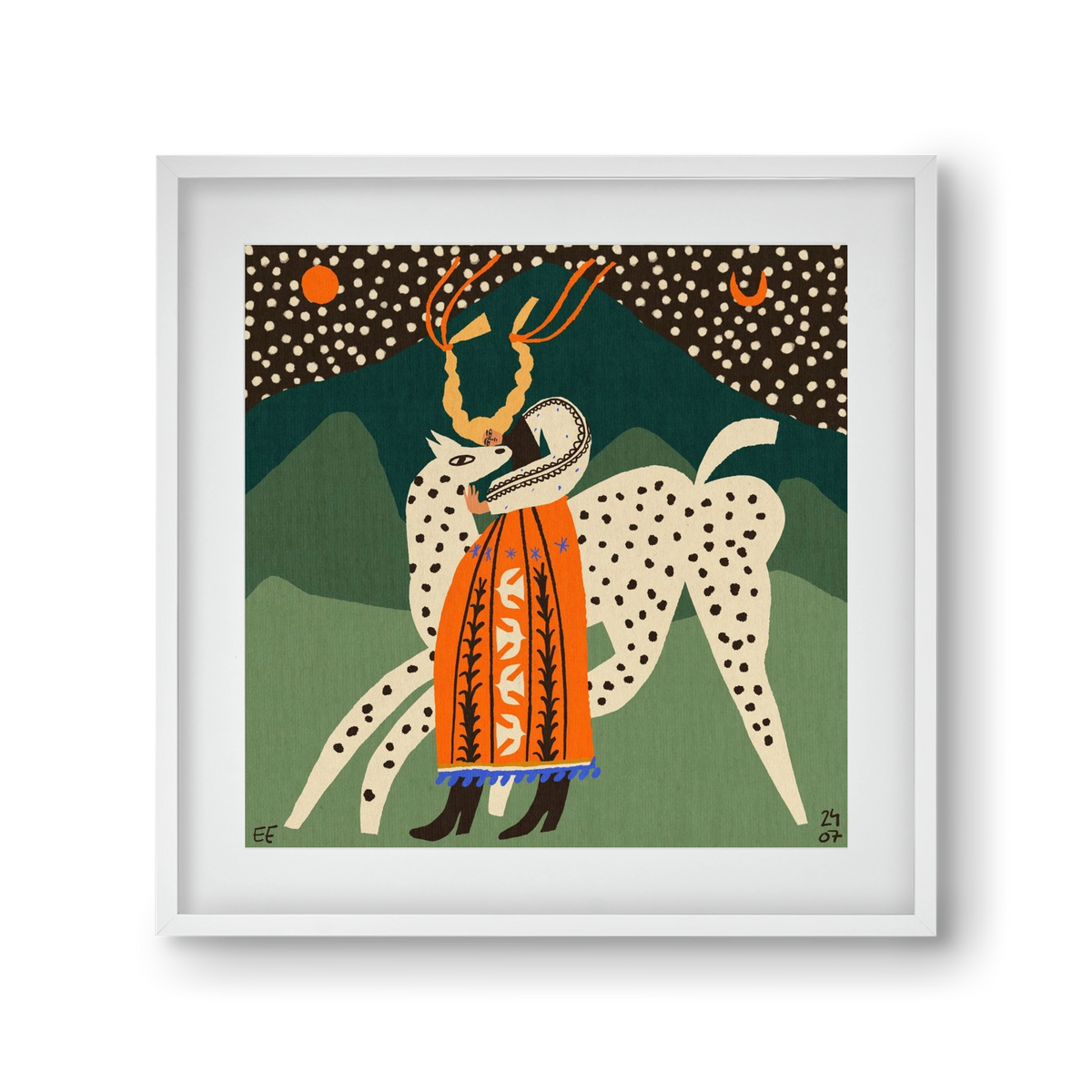 Spotted horse No.1, 30x30 cm (20x20 cm), Fehér keret, paszpartuval