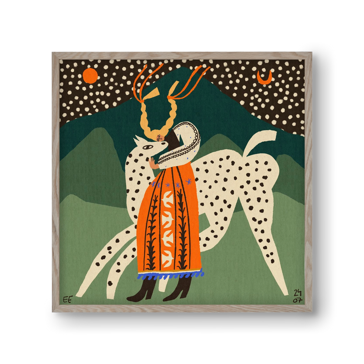 Spotted horse No.1, 30x30 cm (30x30 cm), Tölgy keret