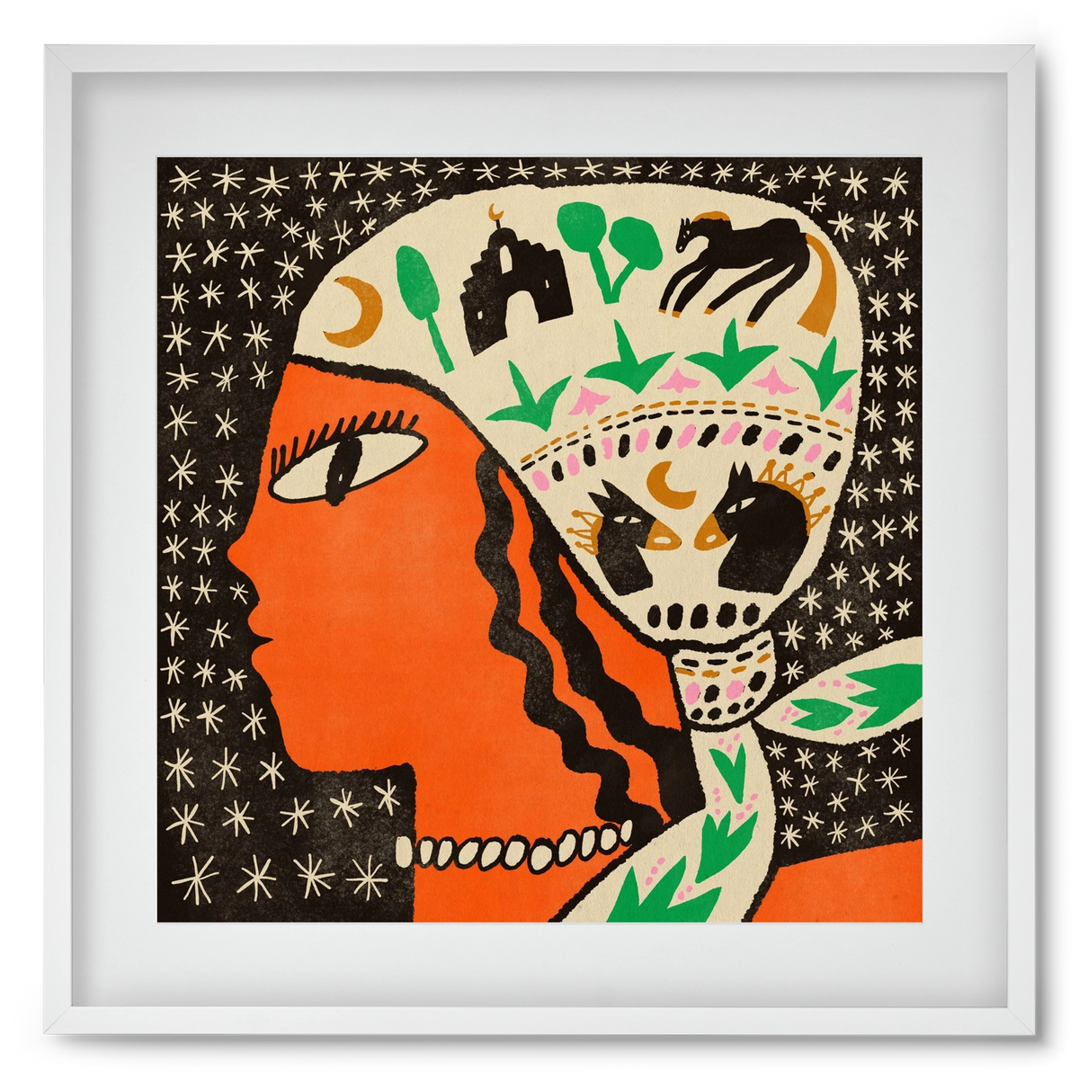 Horse scarf, 50x50 cm (40x40 cm), Fehér keret, paszpartuval