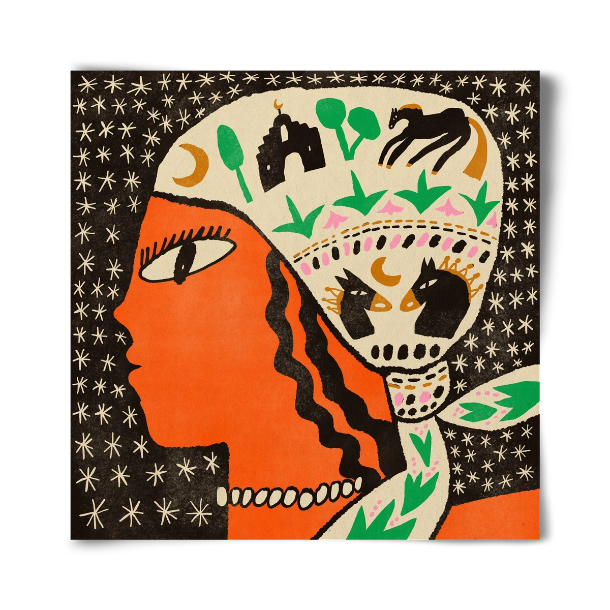 Horse scarf, 40x40 cm, Keret nélkül