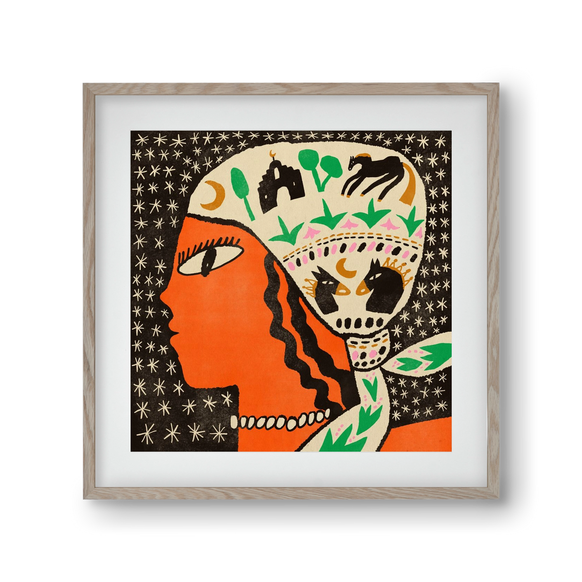 Horse scarf, 30x30 cm (20x20 cm), Tölgy keret, paszpartuval