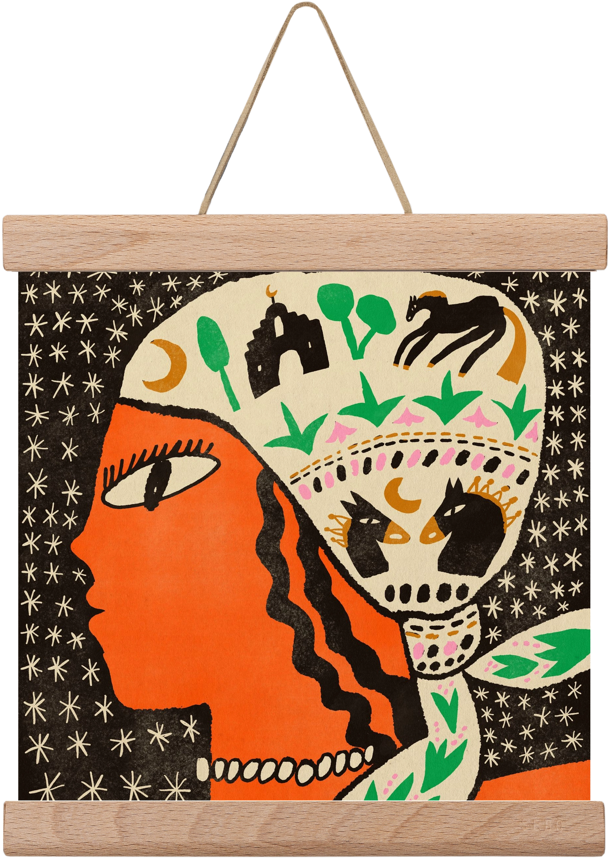 Horse scarf, 20x20 cm (20x20 cm), Tölgy akasztó