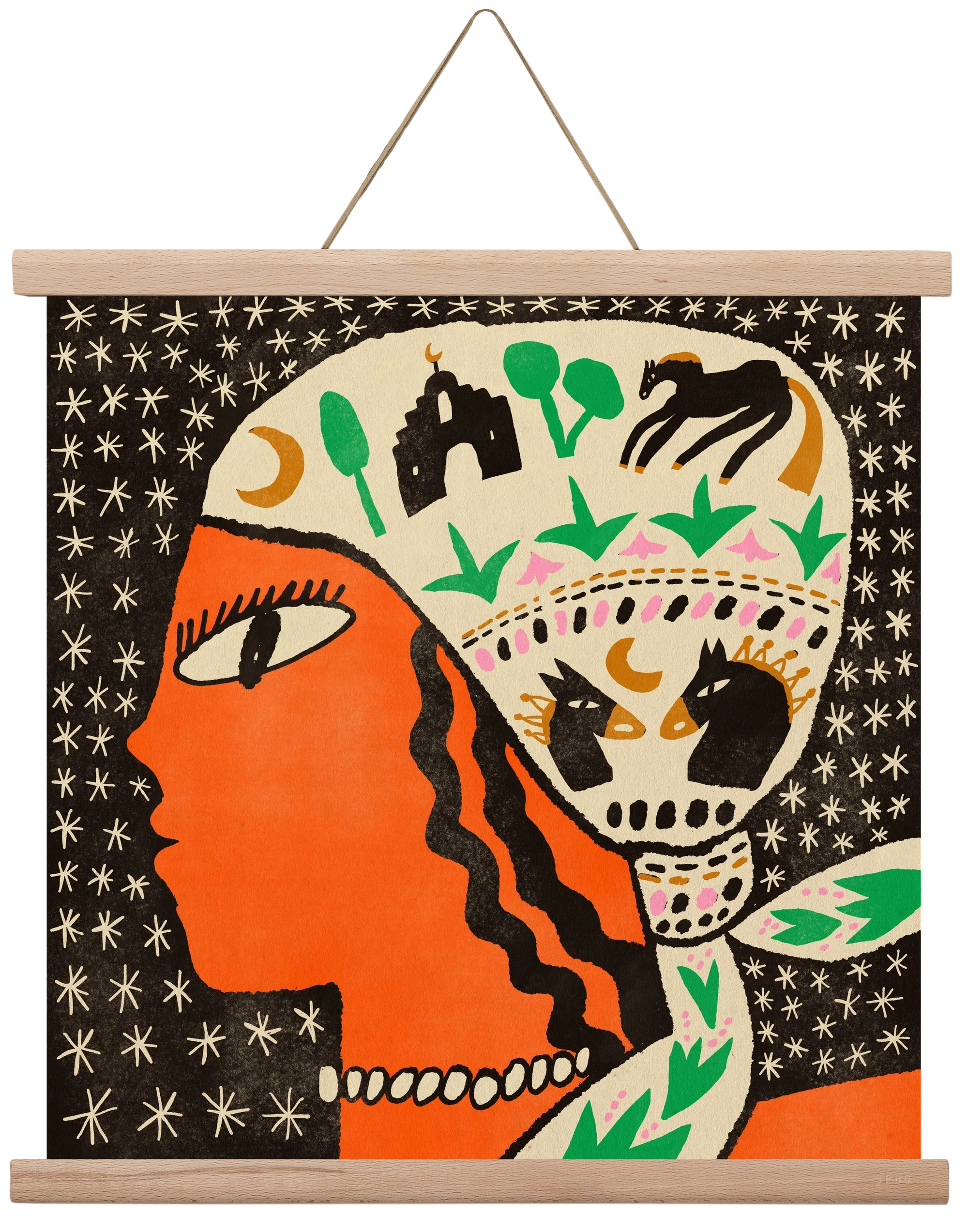 Horse scarf, 40x40 cm (40x40 cm), Tölgy akasztó