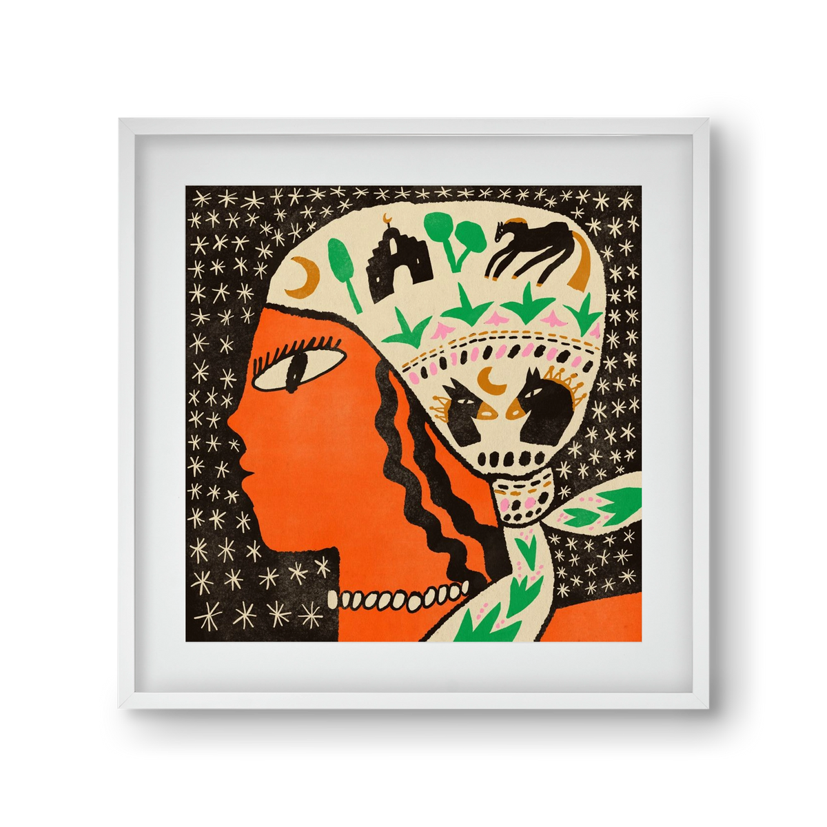 Horse scarf, 30x30 cm (20x20 cm), Fehér keret, paszpartuval