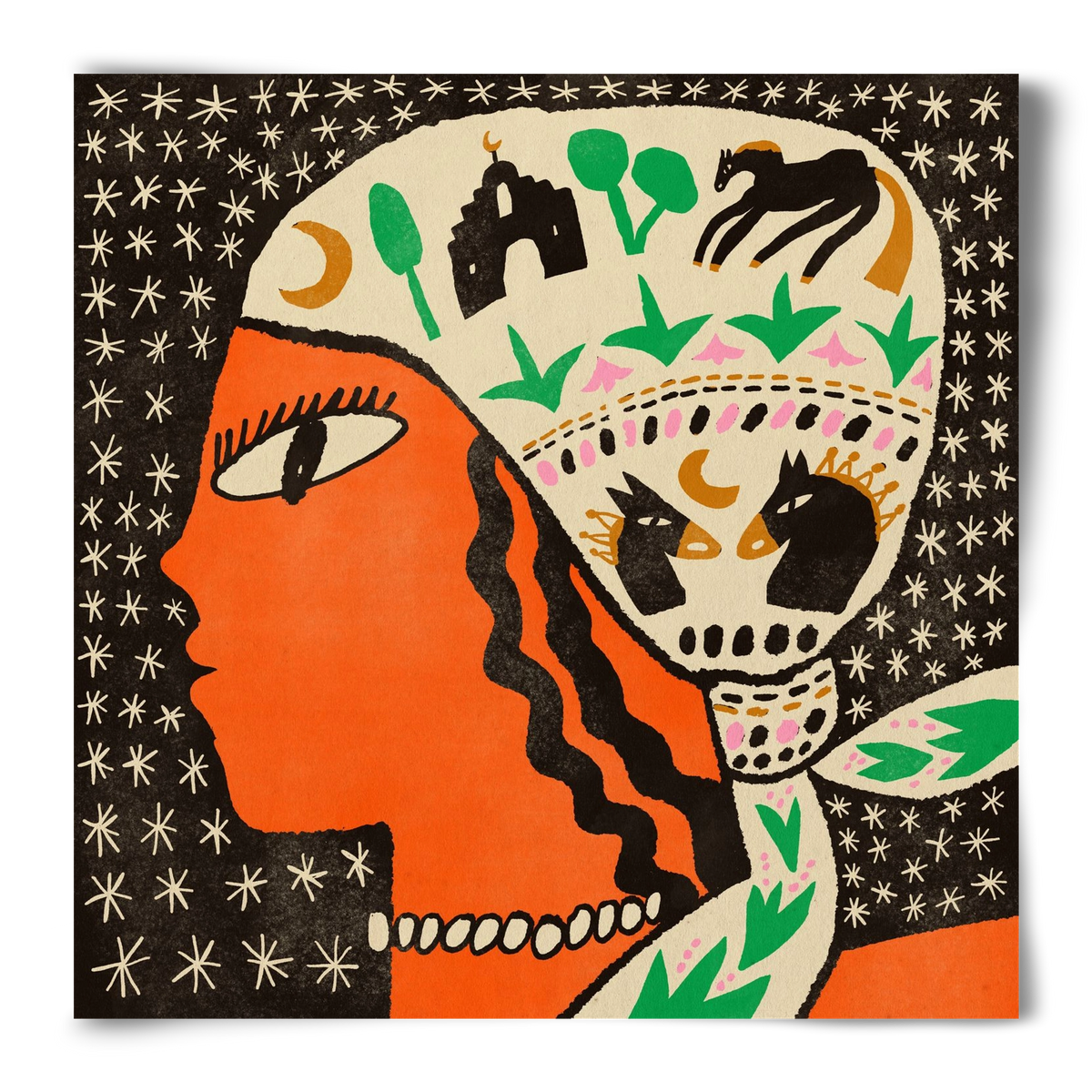 Horse scarf, 50x50 cm, Keret nélkül