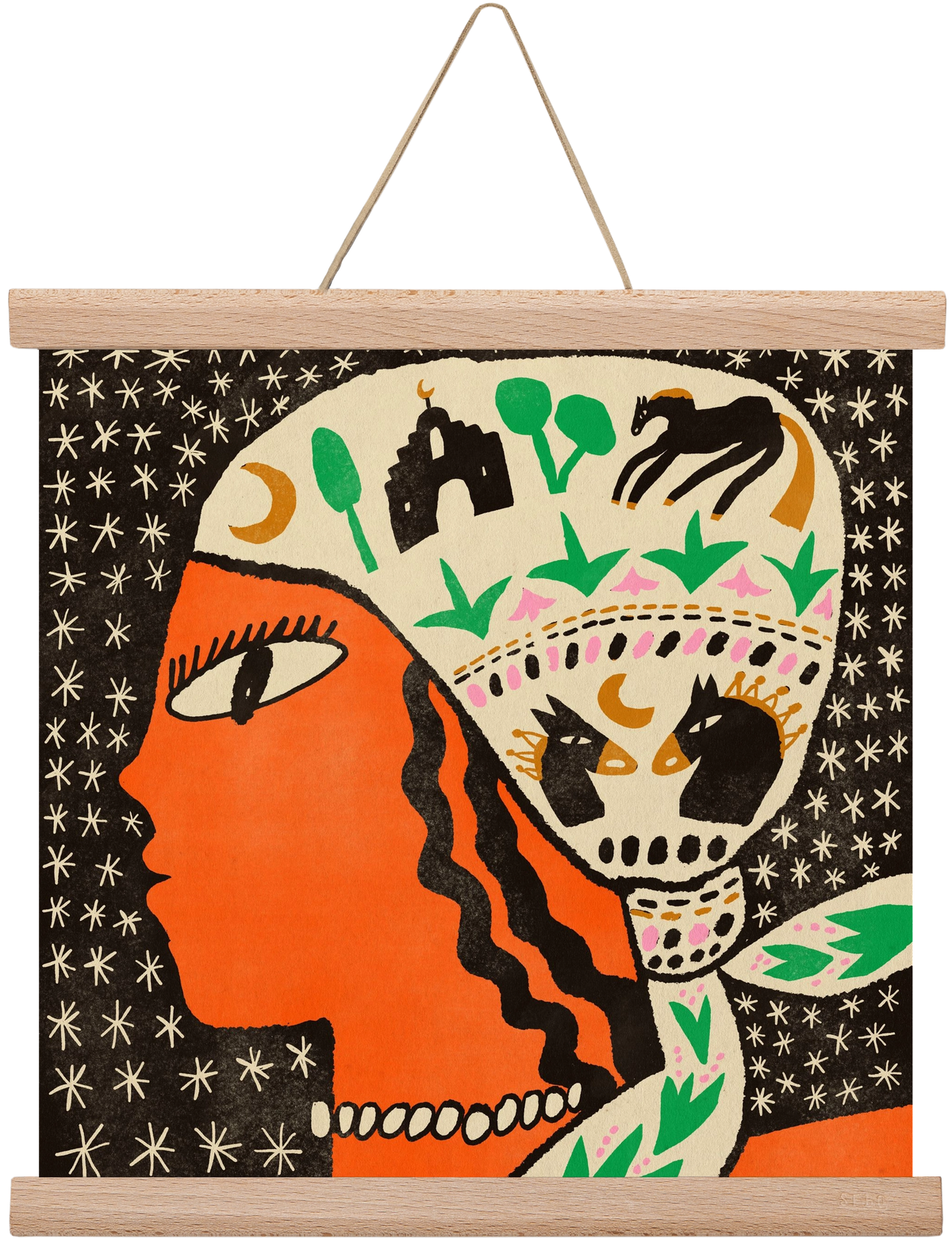 Horse scarf, 30x30 cm (30x30 cm), Tölgy akasztó