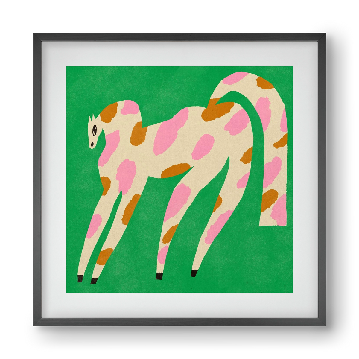 Strawberry caramel spotted horse, 40x40 cm (30x30 cm), Fekete keret, paszpartuval