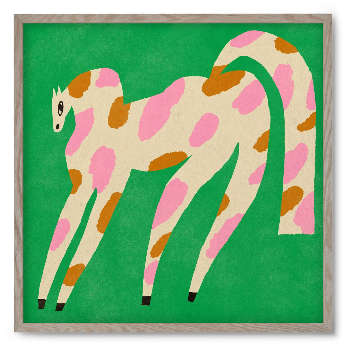 Strawberry caramel spotted horse, 50x50 cm (50x50 cm), Tölgy keret