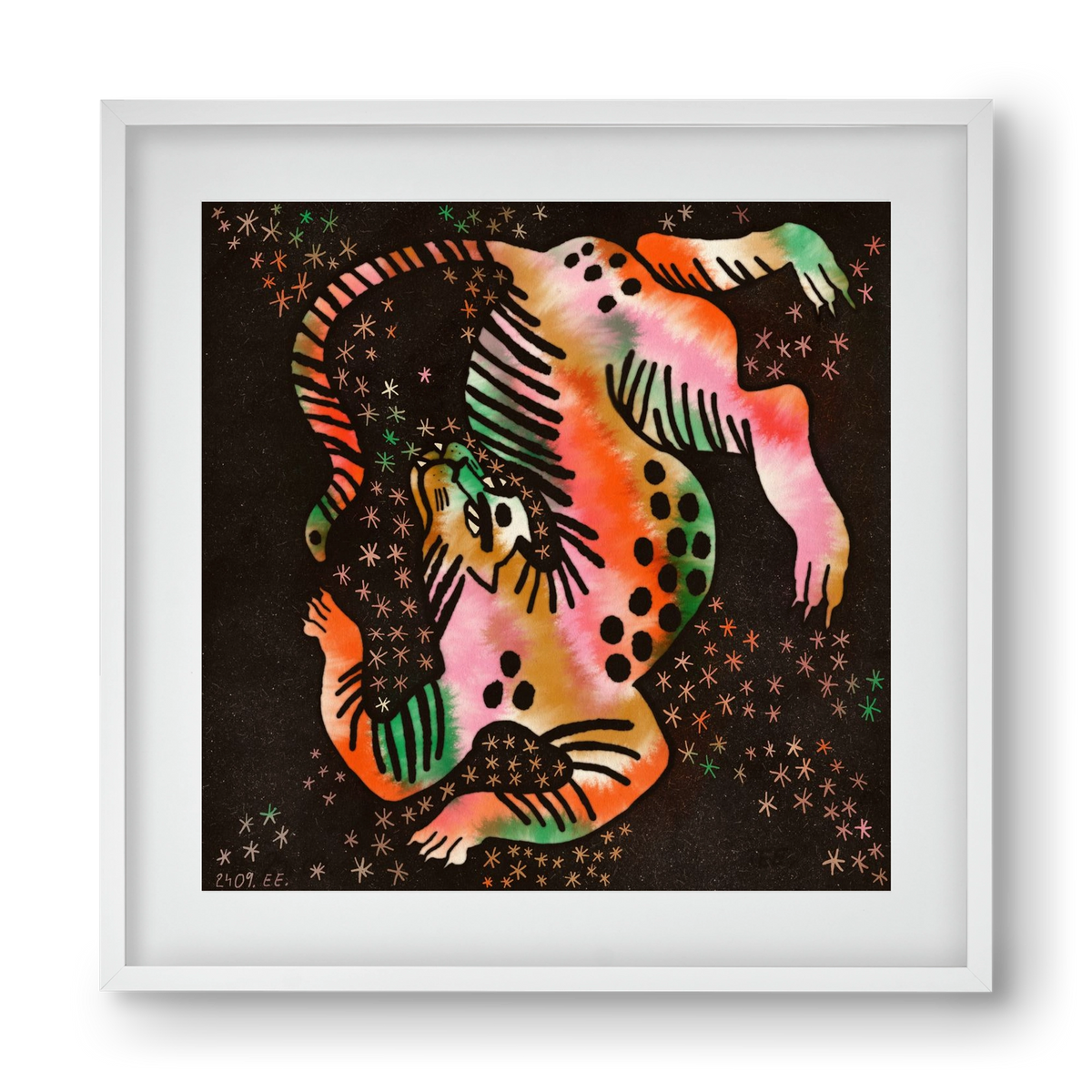 Magic tiger, 40x40 cm (30x30 cm), Fehér keret, paszpartuval