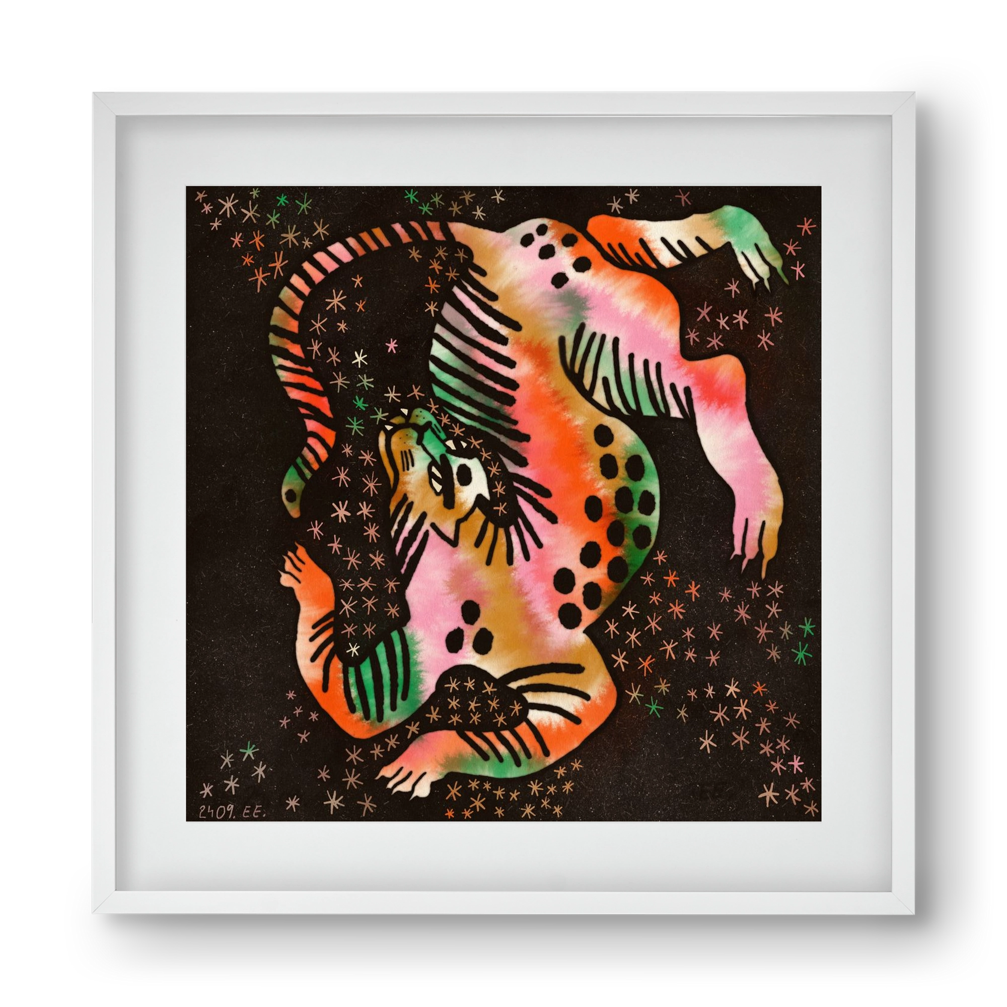 Magic tiger, 40x40 cm (30x30 cm), Fehér keret, paszpartuval