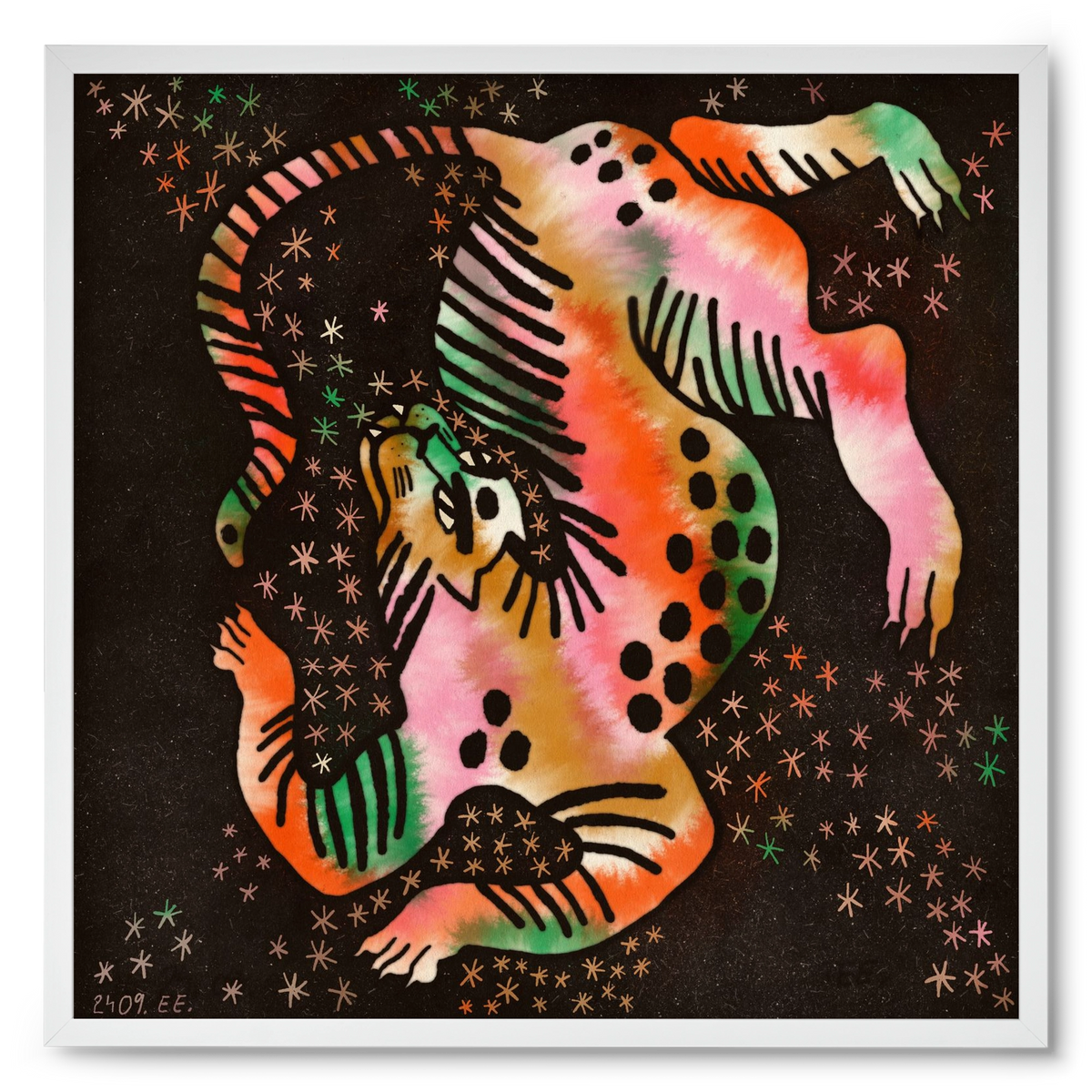 Magic tiger, 50x50 cm (50x50 cm), Fehér keret