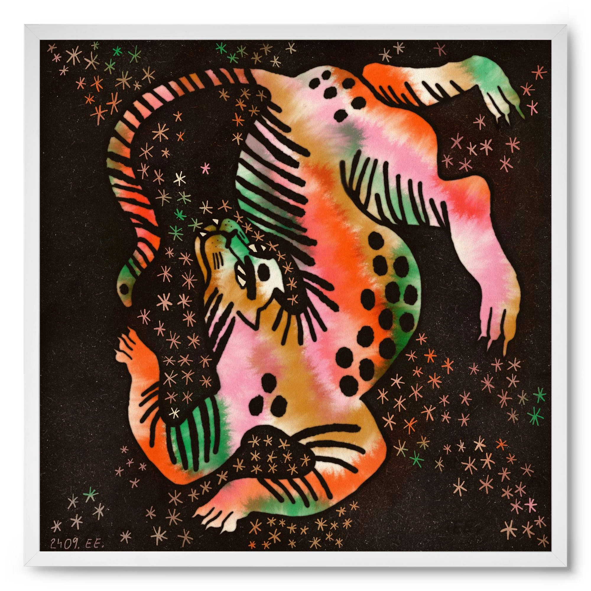 Magic tiger, 50x50 cm (50x50 cm), Fehér keret