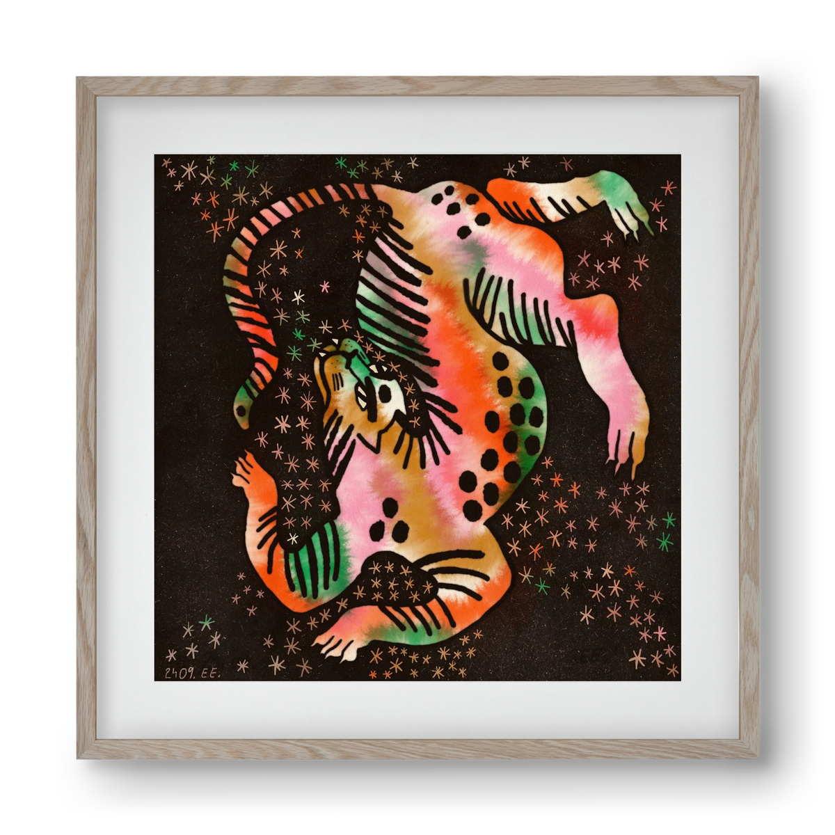 Magic tiger, 40x40 cm (30x30 cm), Tölgy keret, paszpartuval