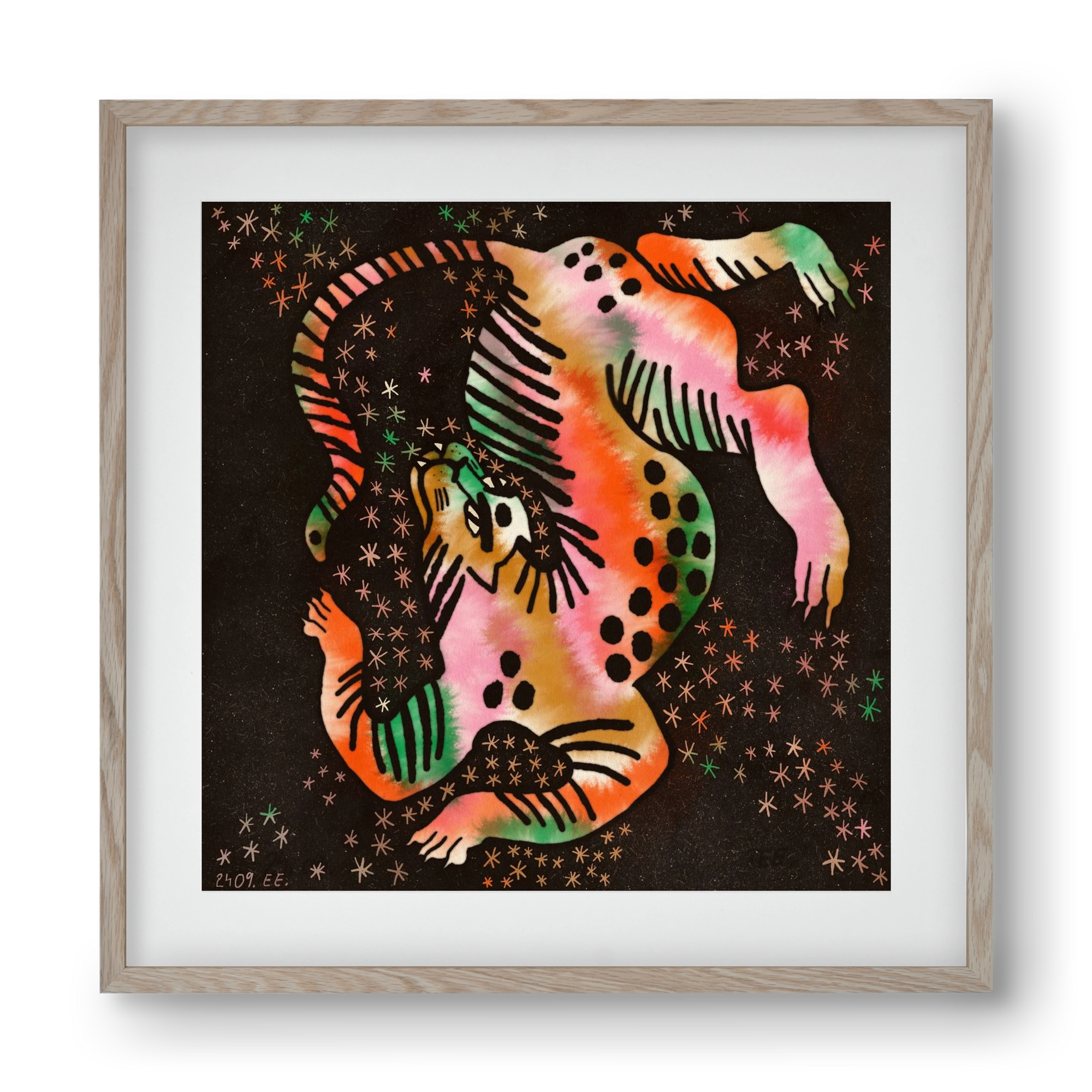 Magic tiger, 40x40 cm (30x30 cm), Tölgy keret, paszpartuval