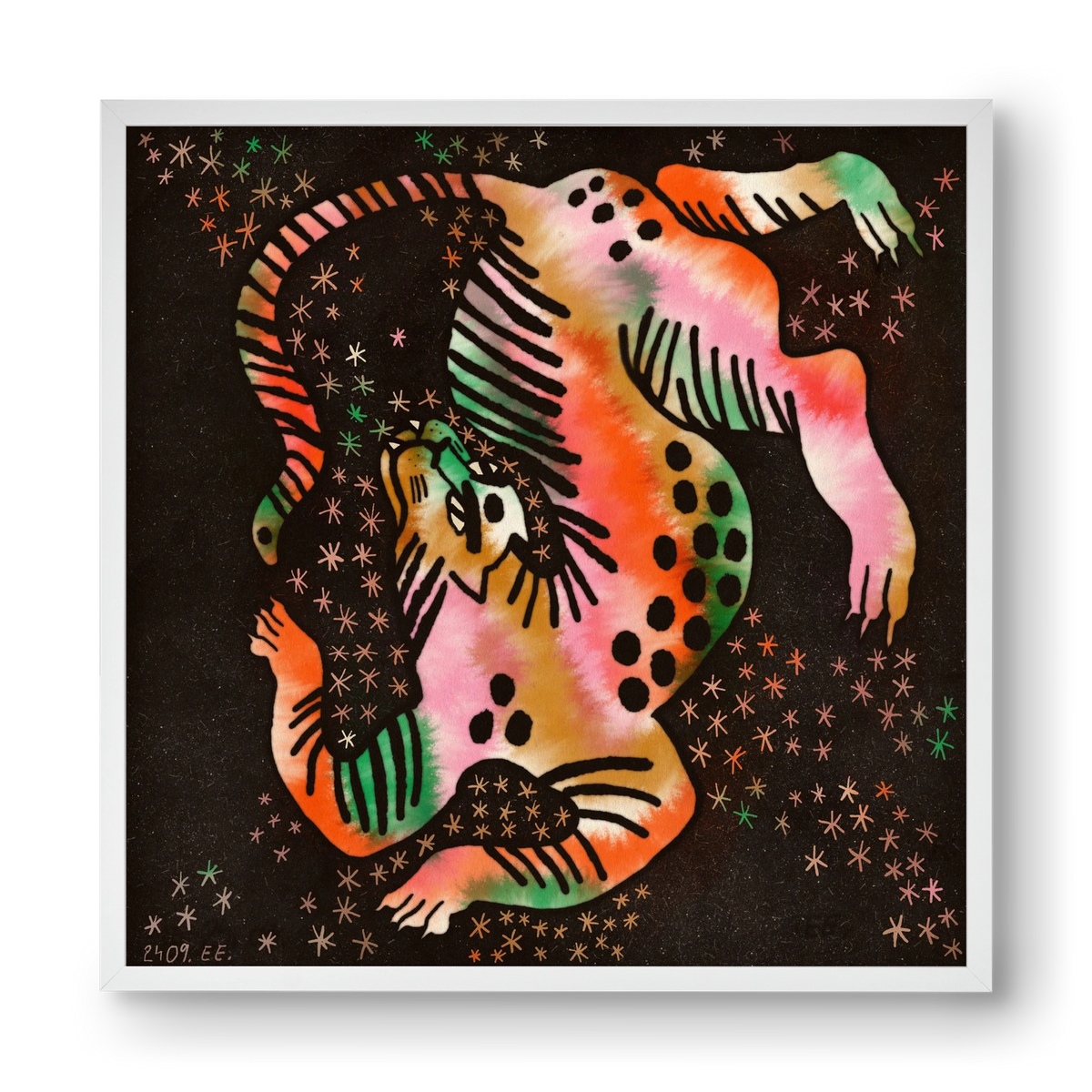 Magic tiger, 40x40 cm (40x40 cm), Fehér keret