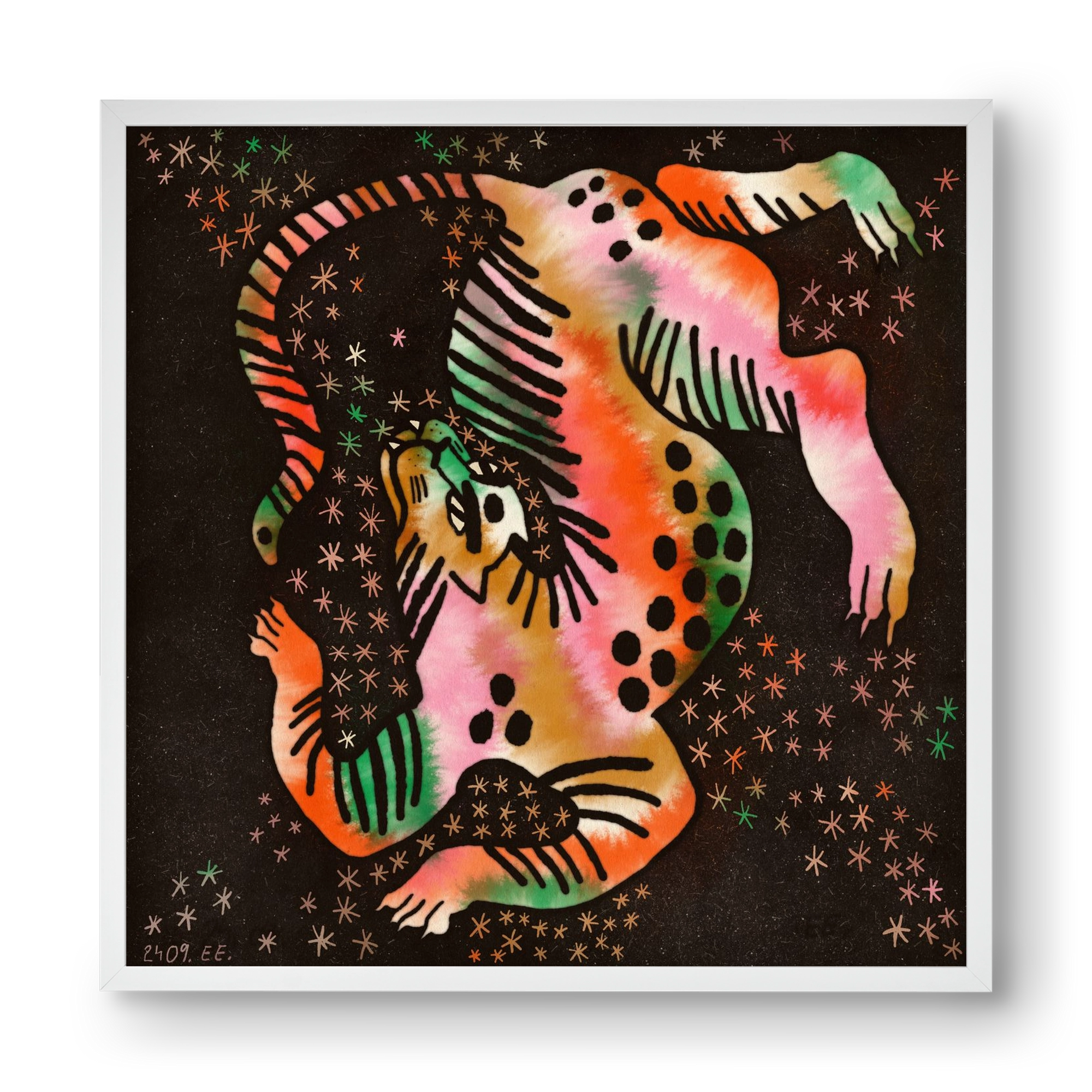 Magic tiger, 40x40 cm (40x40 cm), Fehér keret