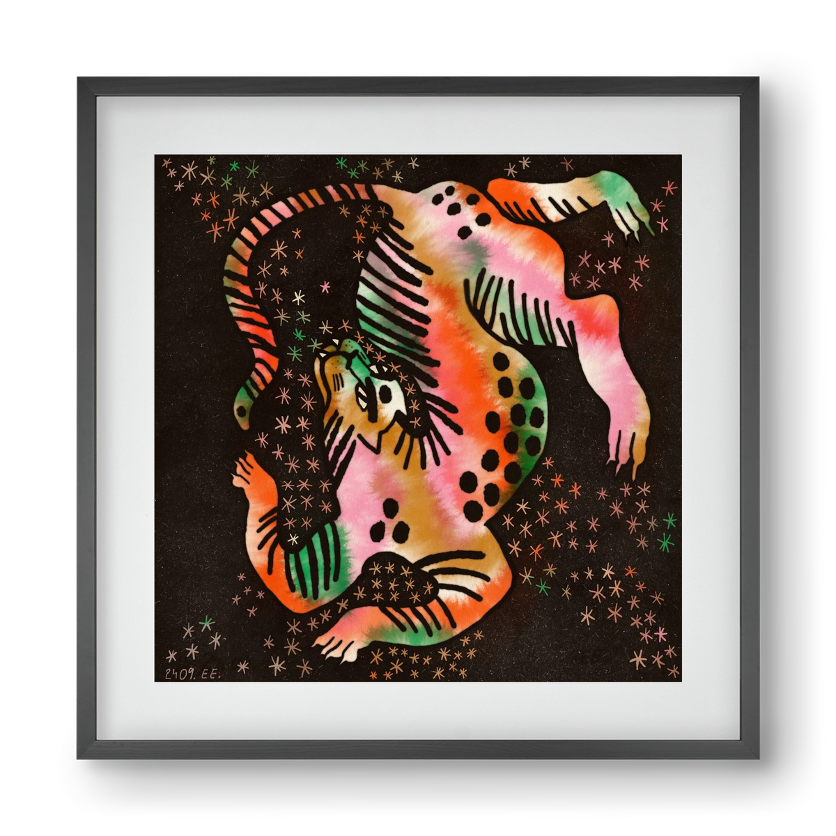 Magic tiger, 40x40 cm (30x30 cm), Fekete keret, paszpartuval