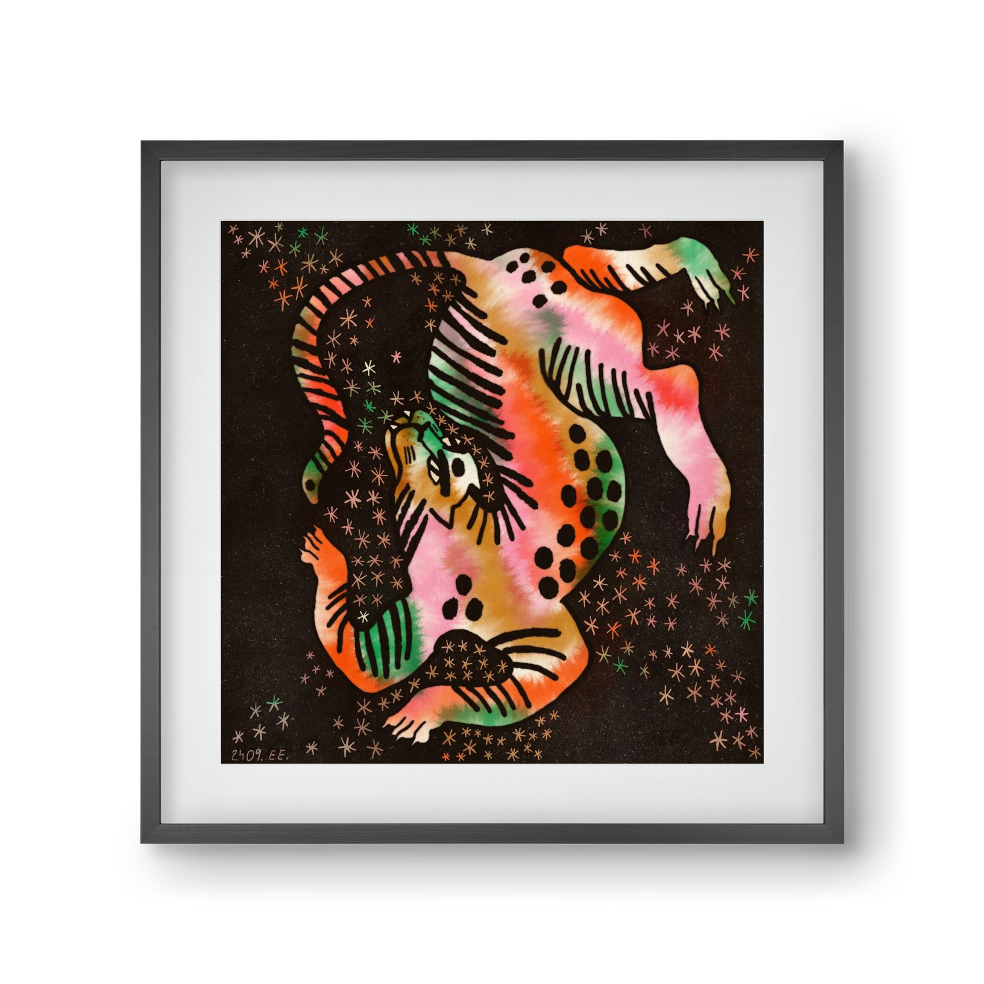 Magic tiger, 30x30 cm (20x20 cm), Fekete keret, paszpartuval