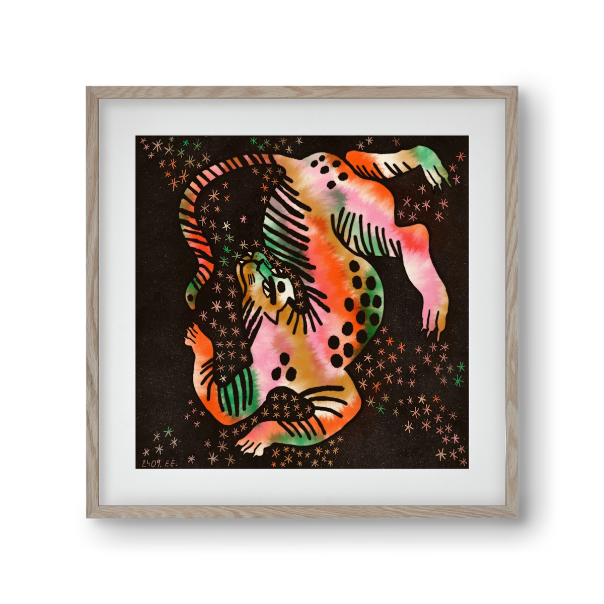 Magic tiger, 30x30 cm (20x20 cm), Tölgy keret, paszpartuval