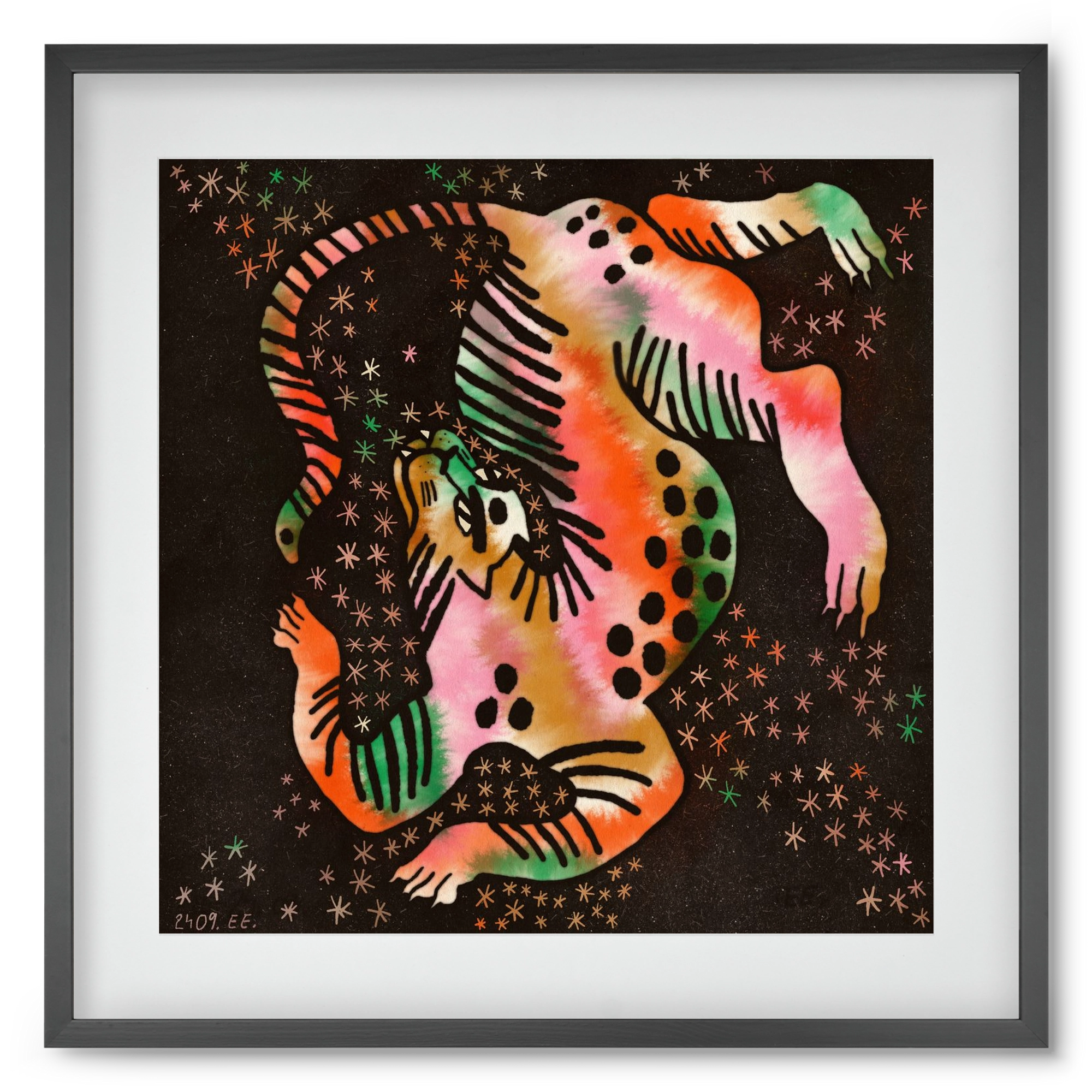 Magic tiger, 50x50 cm (40x40 cm), Fekete keret, paszpartuval