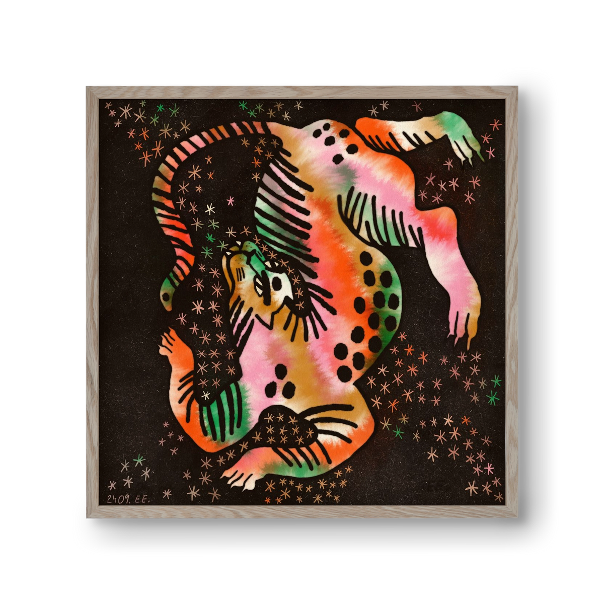 Magic tiger, 30x30 cm (30x30 cm), Tölgy keret