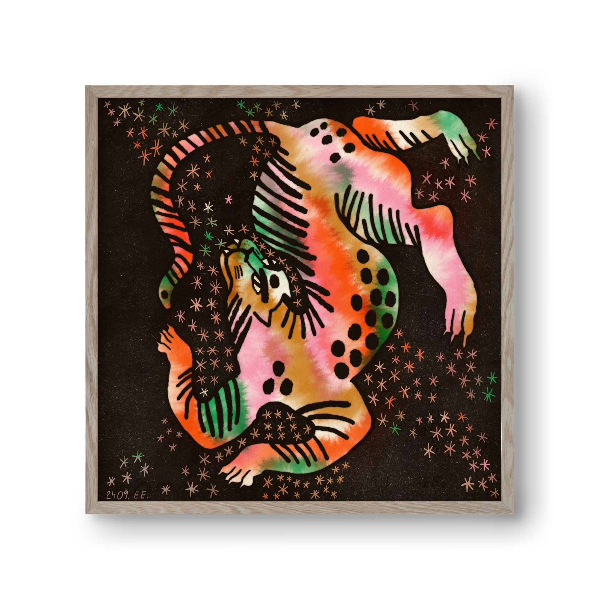 Magic tiger, 30x30 cm (30x30 cm), Tölgy keret