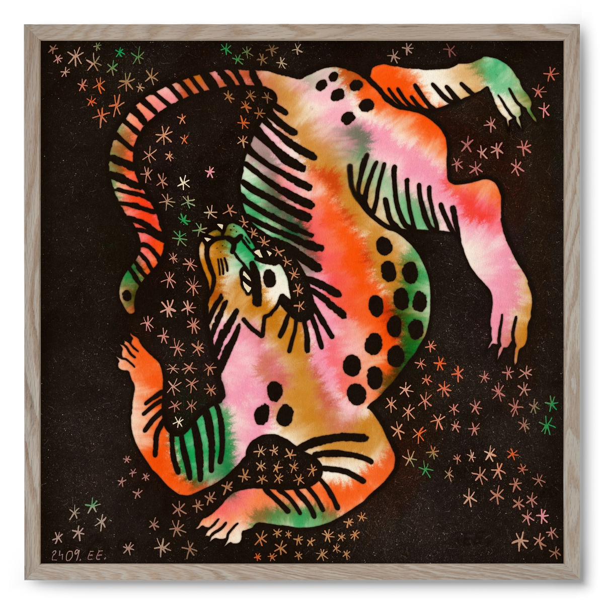 Magic tiger, 50x50 cm (50x50 cm), Tölgy keret