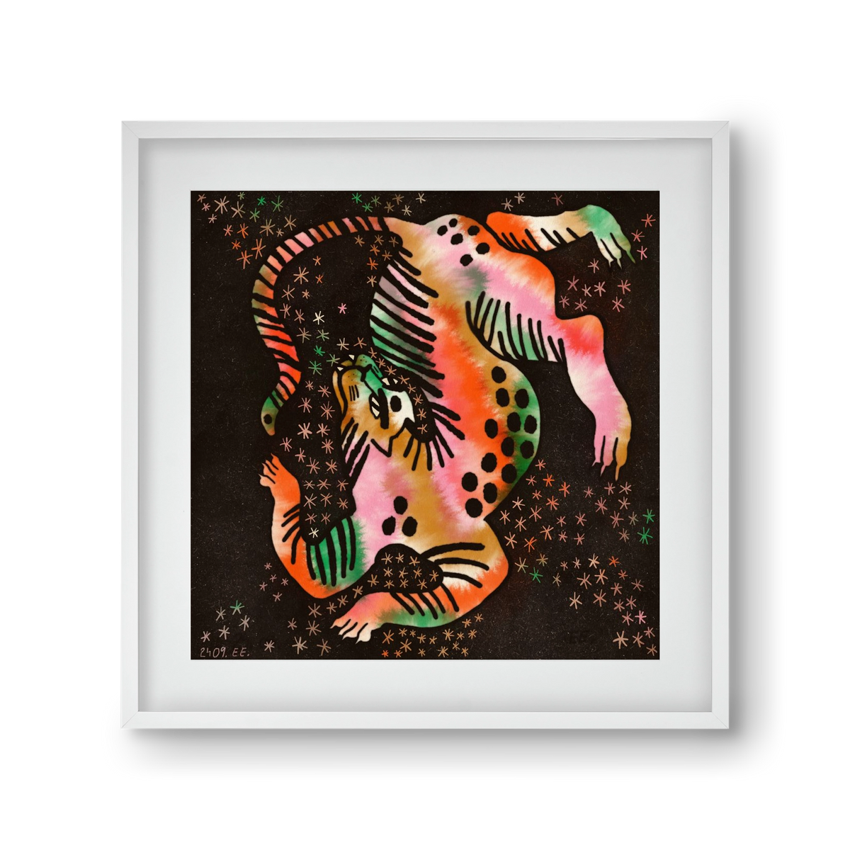 Magic tiger, 30x30 cm (20x20 cm), Fehér keret, paszpartuval