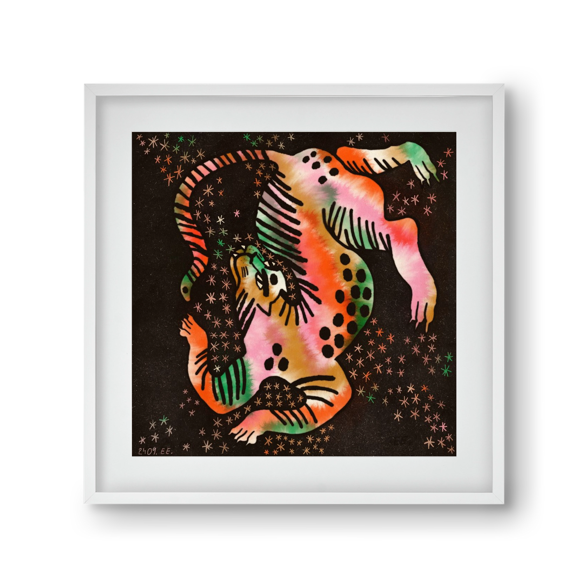 Magic tiger, 30x30 cm (20x20 cm), Fehér keret, paszpartuval